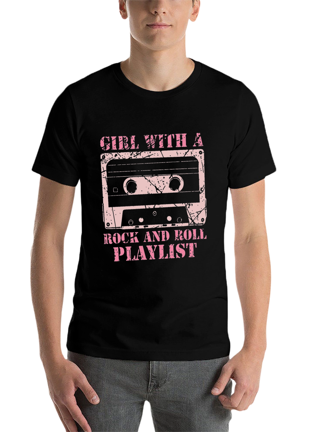 Black Girl With a Rock and Roll Playlist Graphic T-Shirt view 7