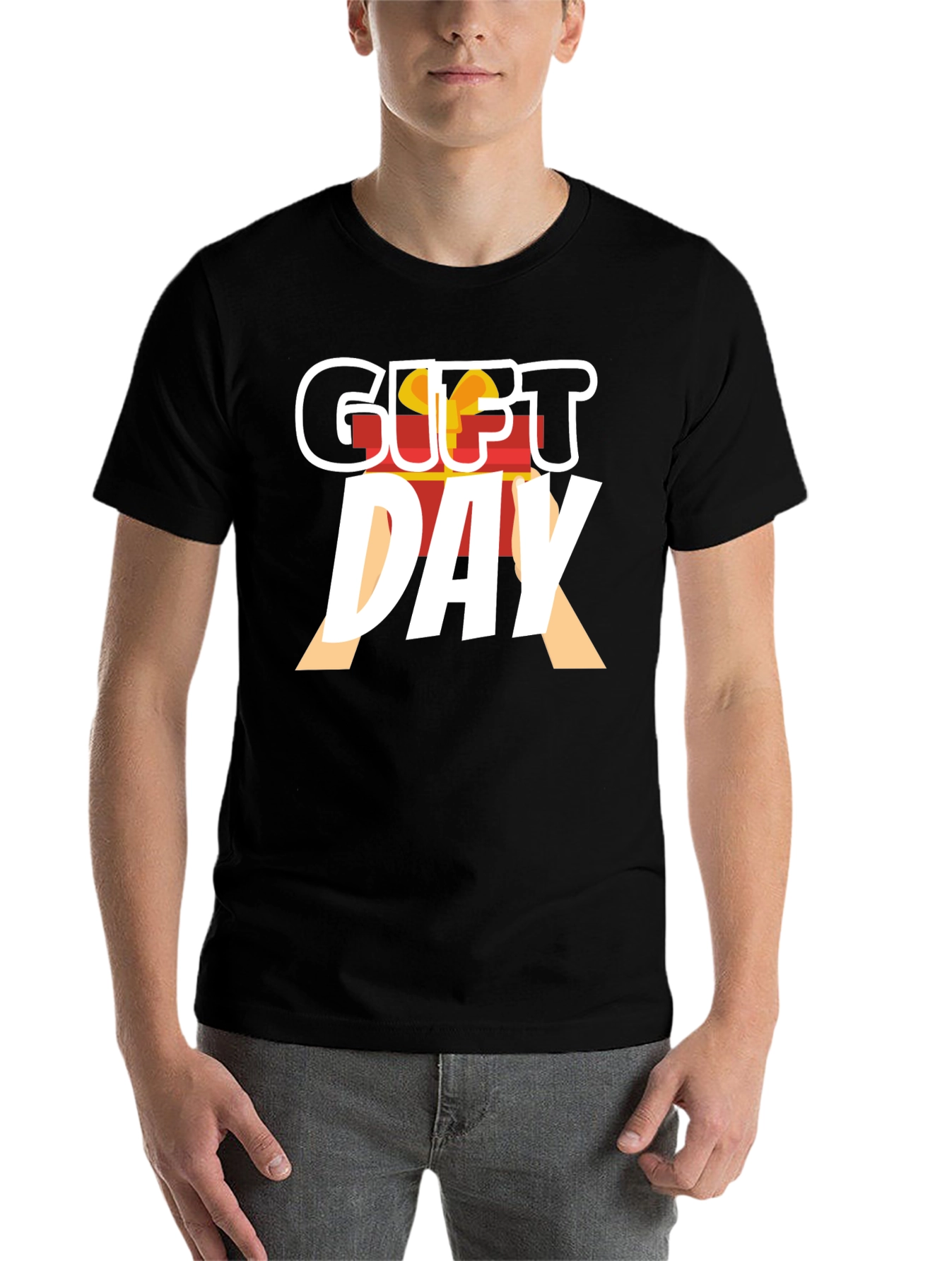 Black Gift Day Graphic Tee - Black Cotton T-Shirt view 7