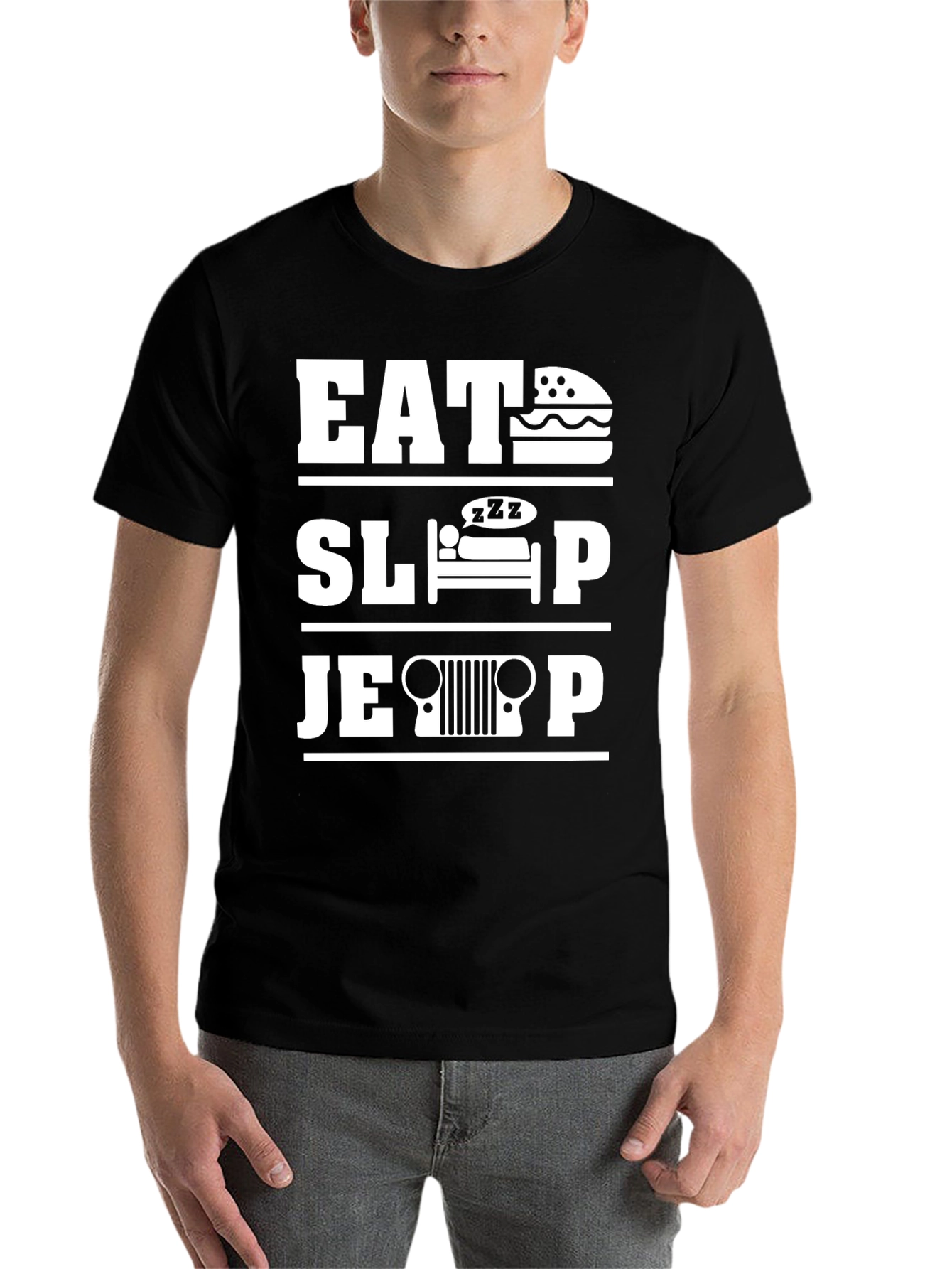 Black Eat Sleep Jeep - Men's Graphic T-Shirt view 7