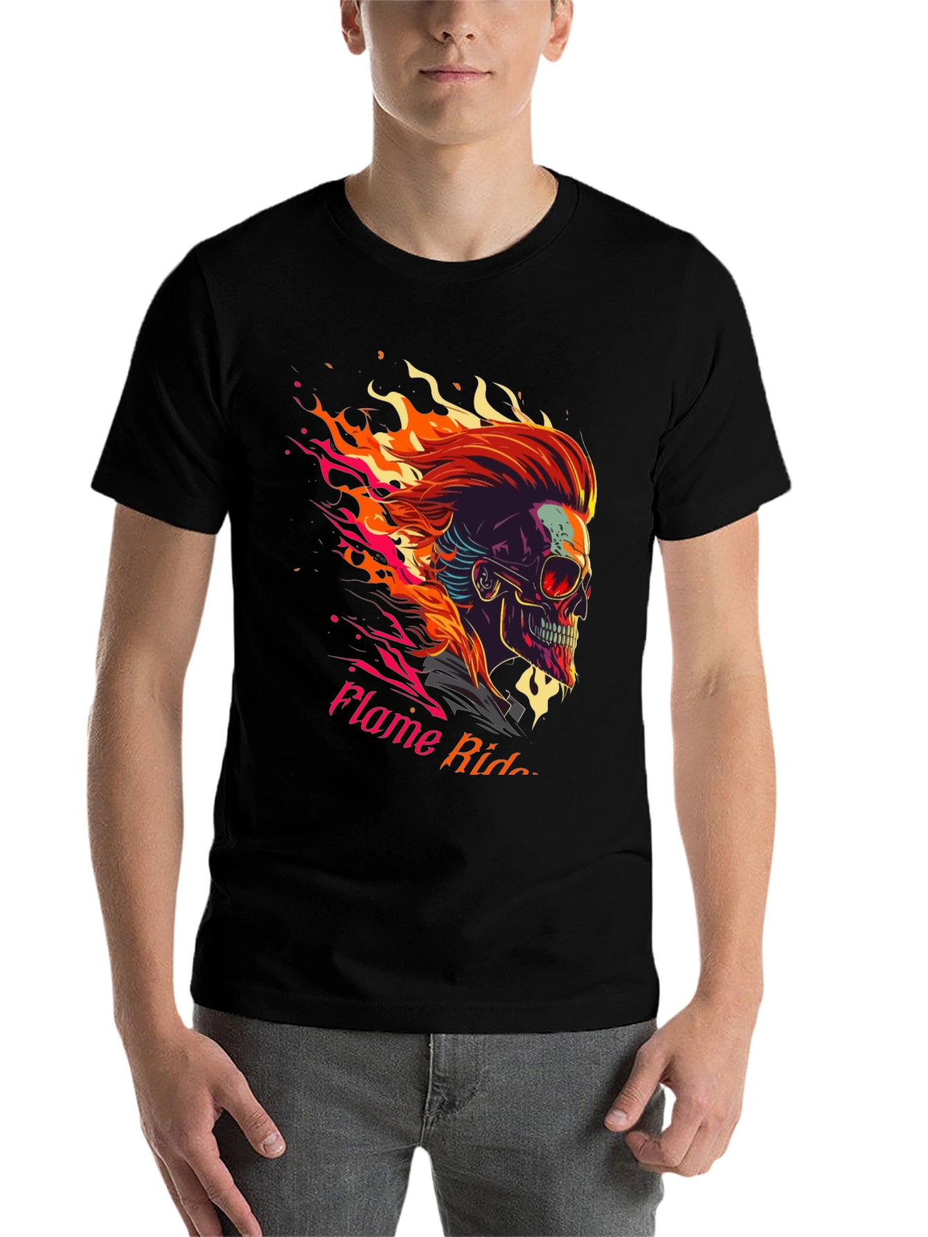 Black Flame Rider Graphic T-Shirt view 7