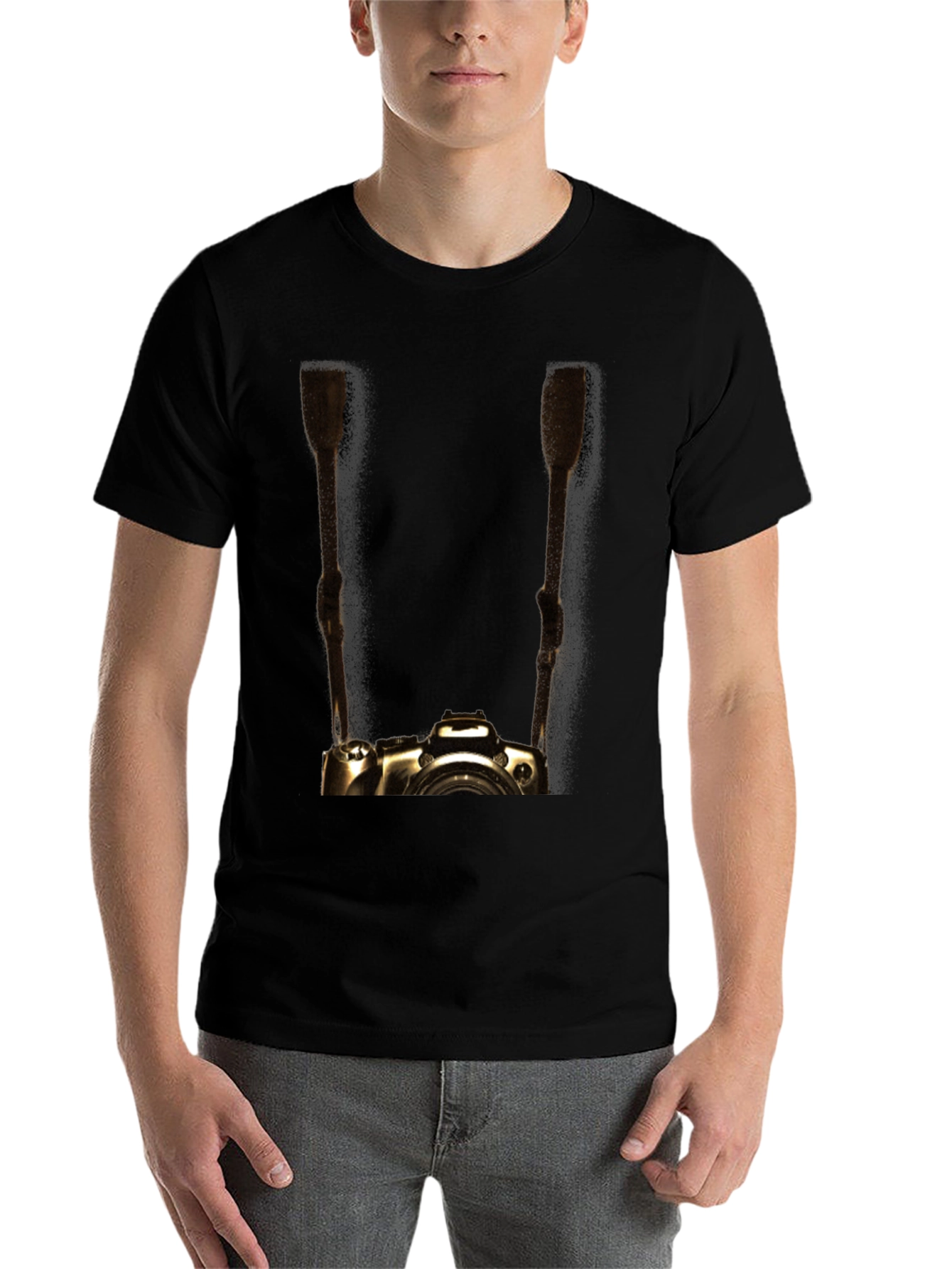 Black Golden Camera Graphic Tee - Photographer's Style view 7
