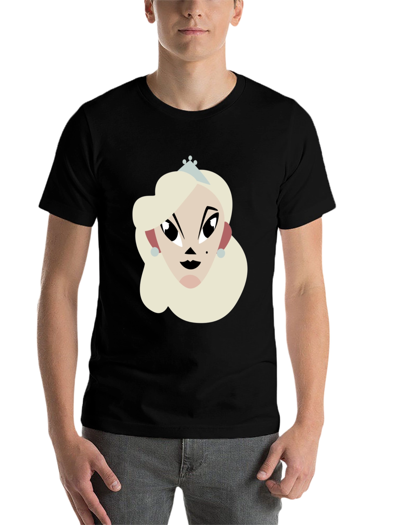 Black Princess Cartoon Graphic Black T-Shirt view 7