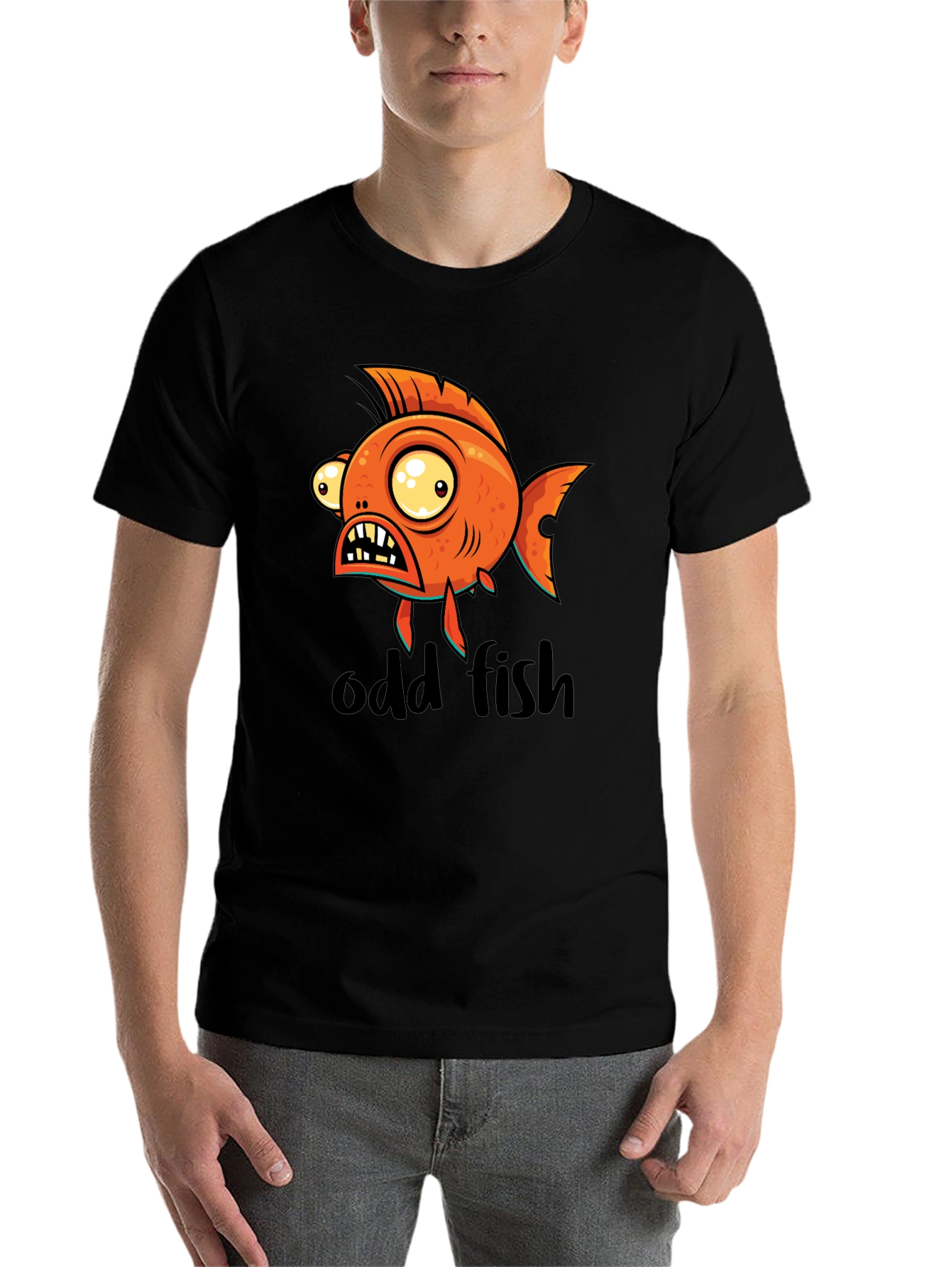 Black Odd Fish Graphic Tee - Quirky Humor T-Shirt view 7