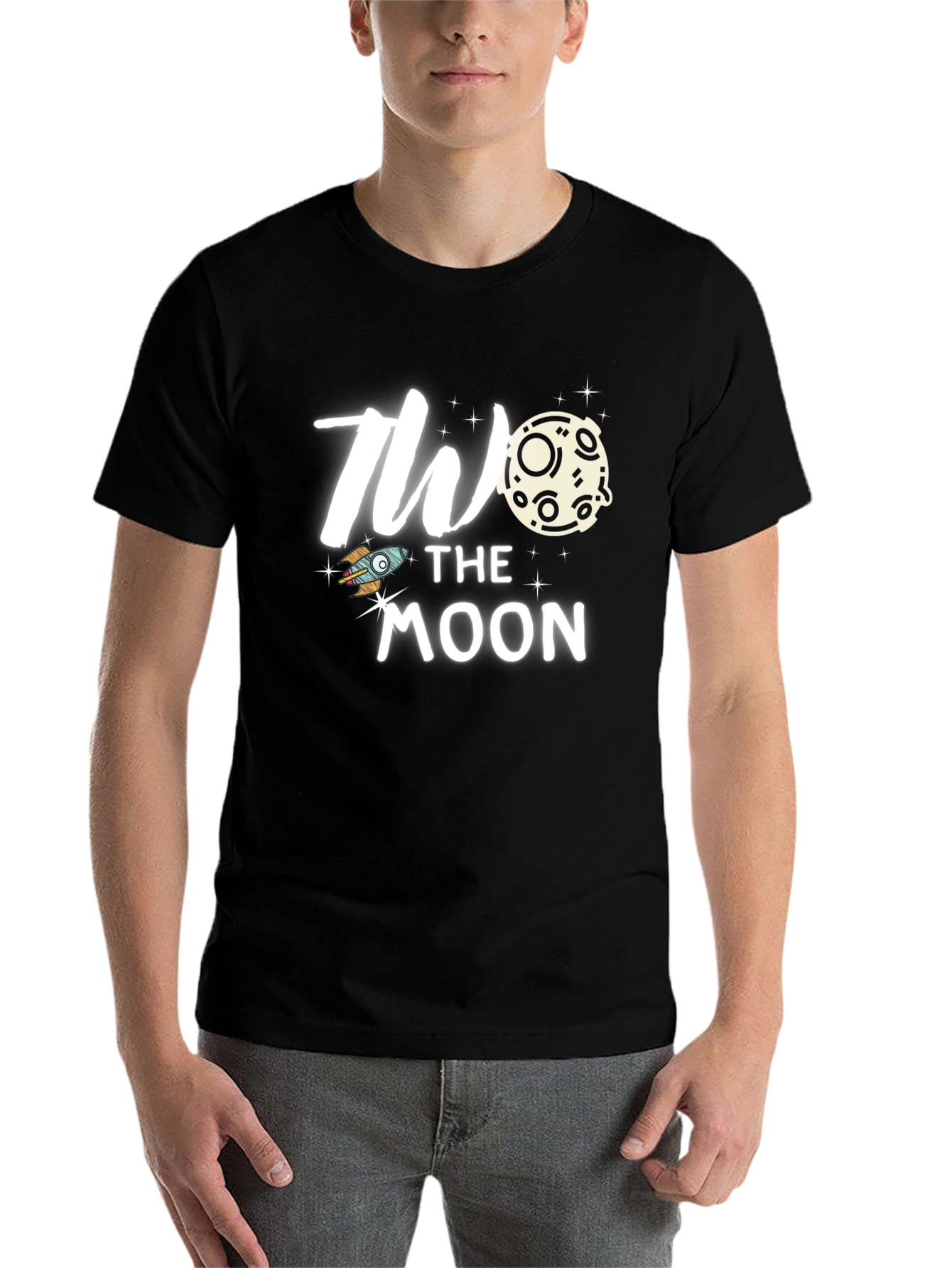 Black To the Moon Graphic Tee, Trendy Black T-Shirt view 7