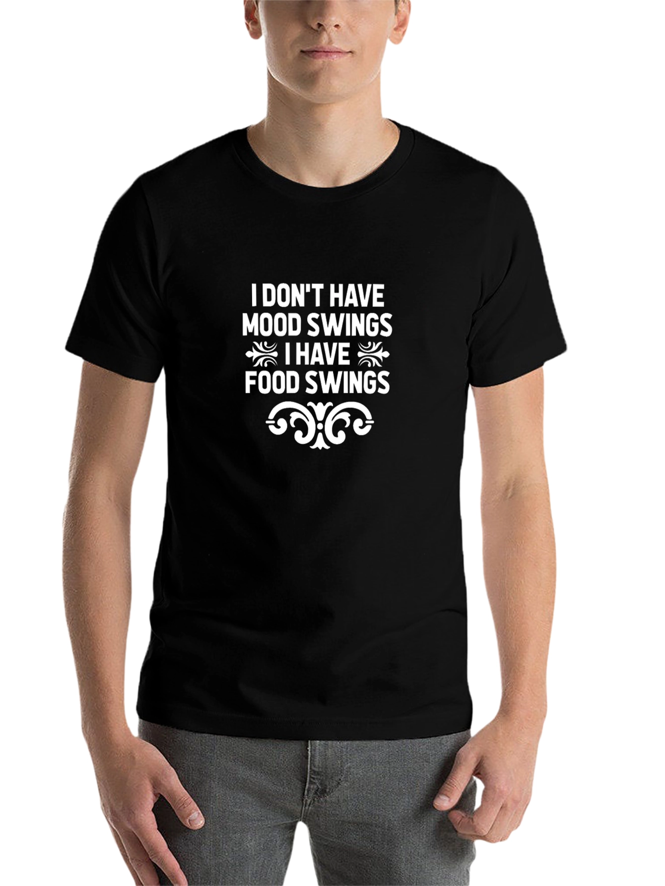 Black Food Swings Graphic T-Shirt - Black Cotton Tee view 7