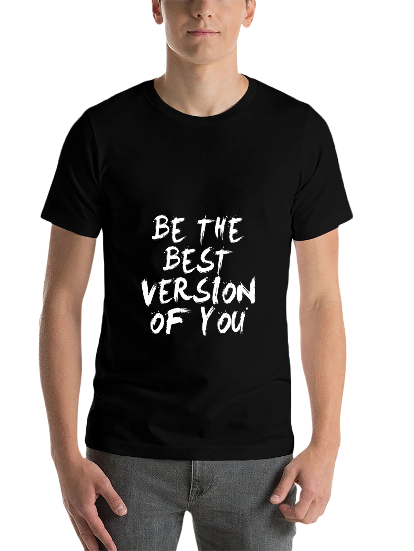 Black Inspirational Graphic T-Shirt - Be the Best Version of You view 7