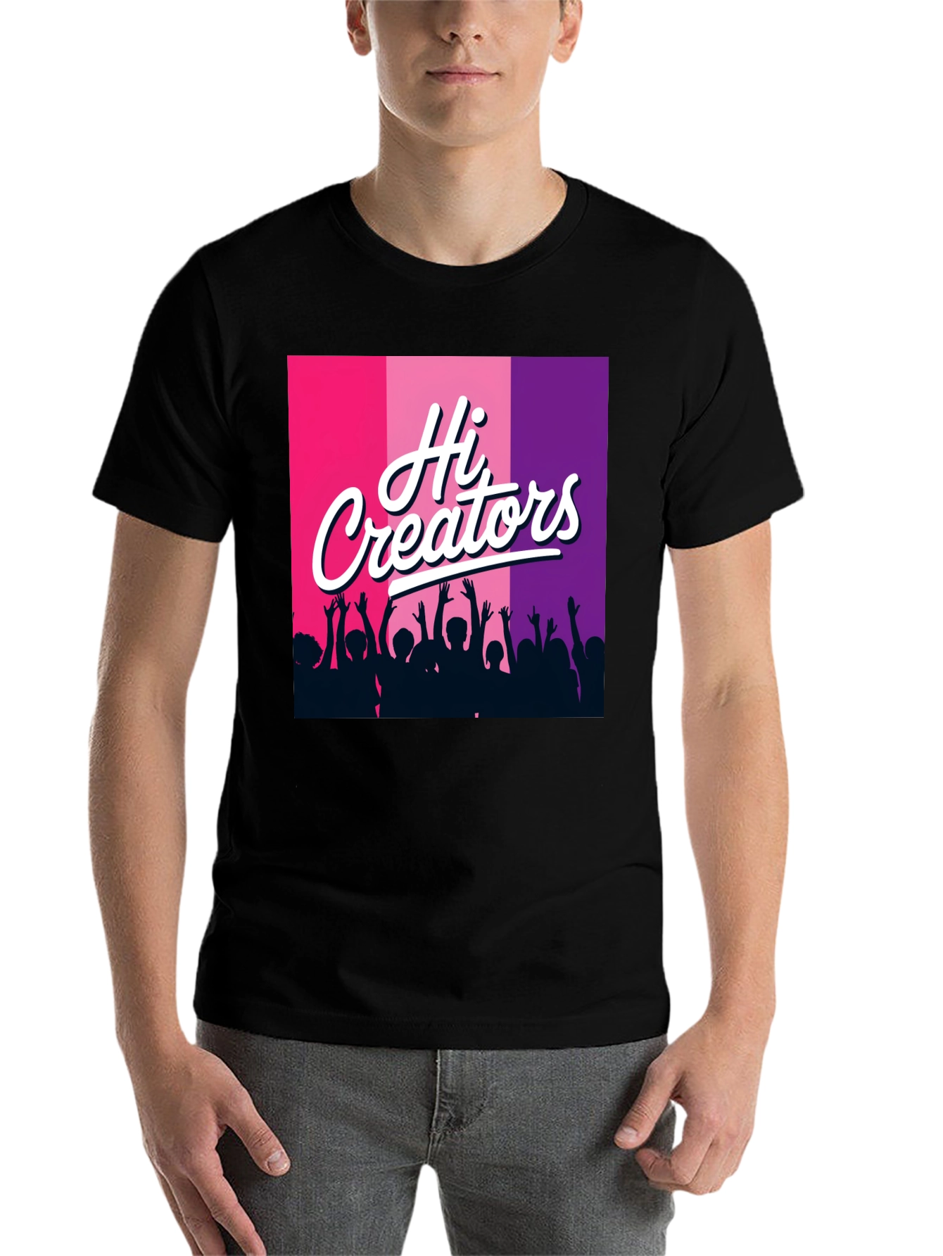 Black Hi Creators Graphic Tee - Black Cotton T-Shirt view 7