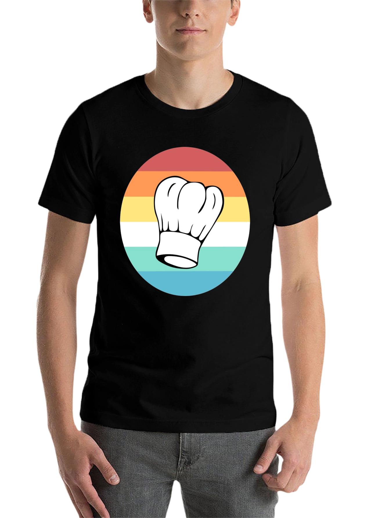 Black Retro Chef Hat T-Shirt - Classic Culinary Style view 7