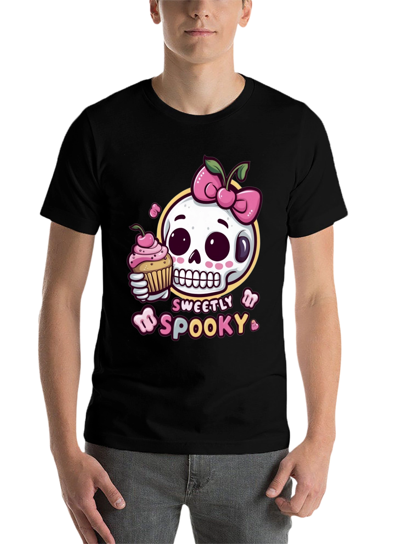 Black Sweetly Spooky Skull T-Shirt view 7