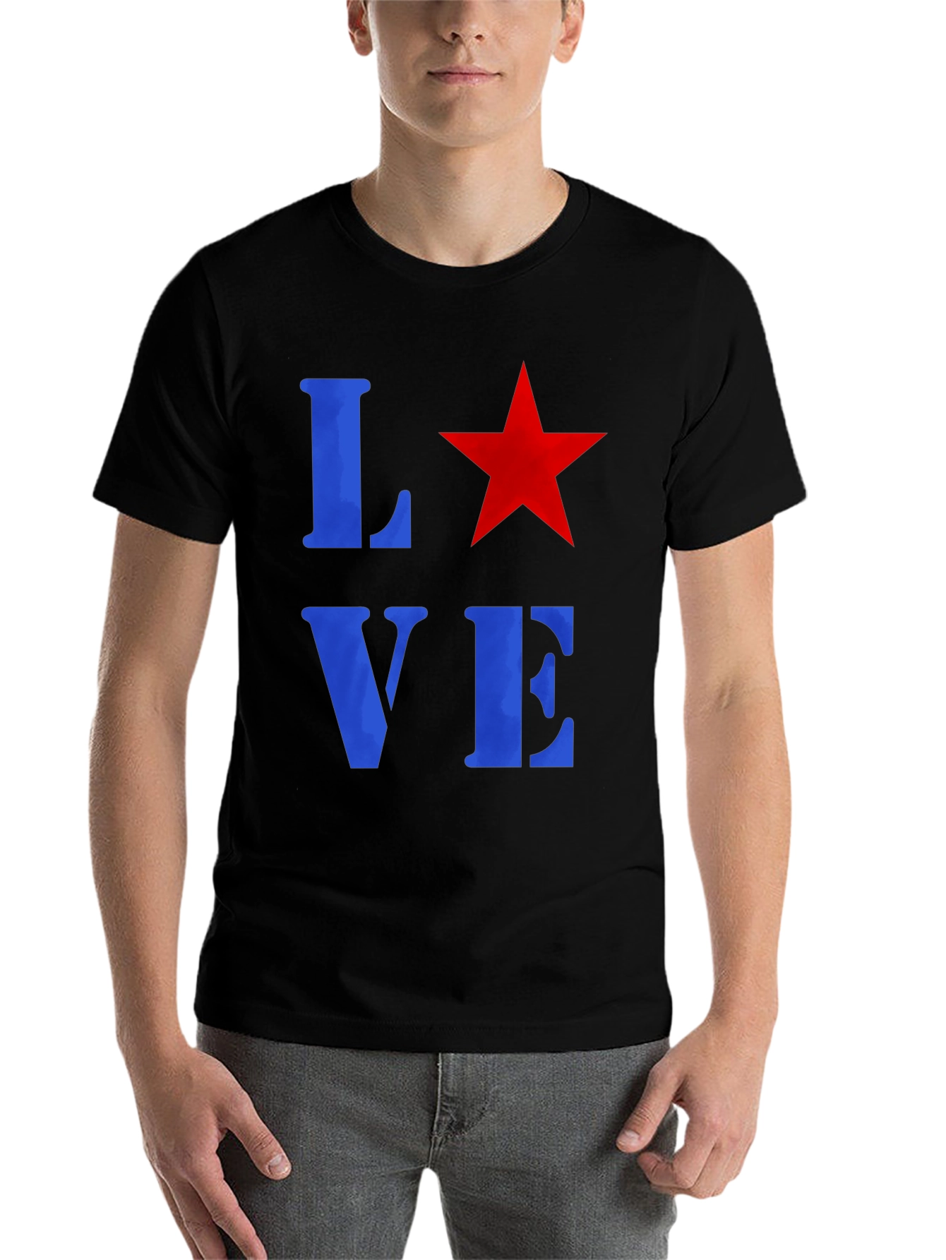 Black Love Star Graphic Tee - Casual Unisex T-Shirt view 7