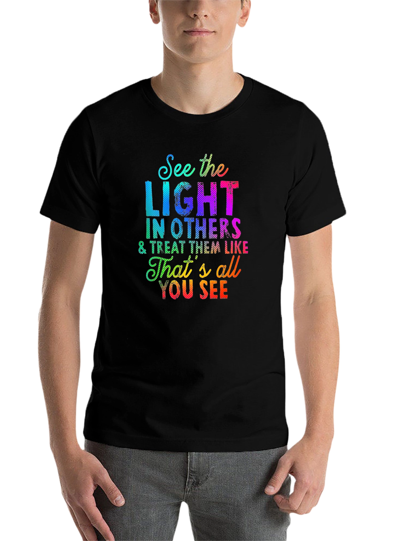 Black See the Light T-Shirt - Inspirational Graphic Tee view 7
