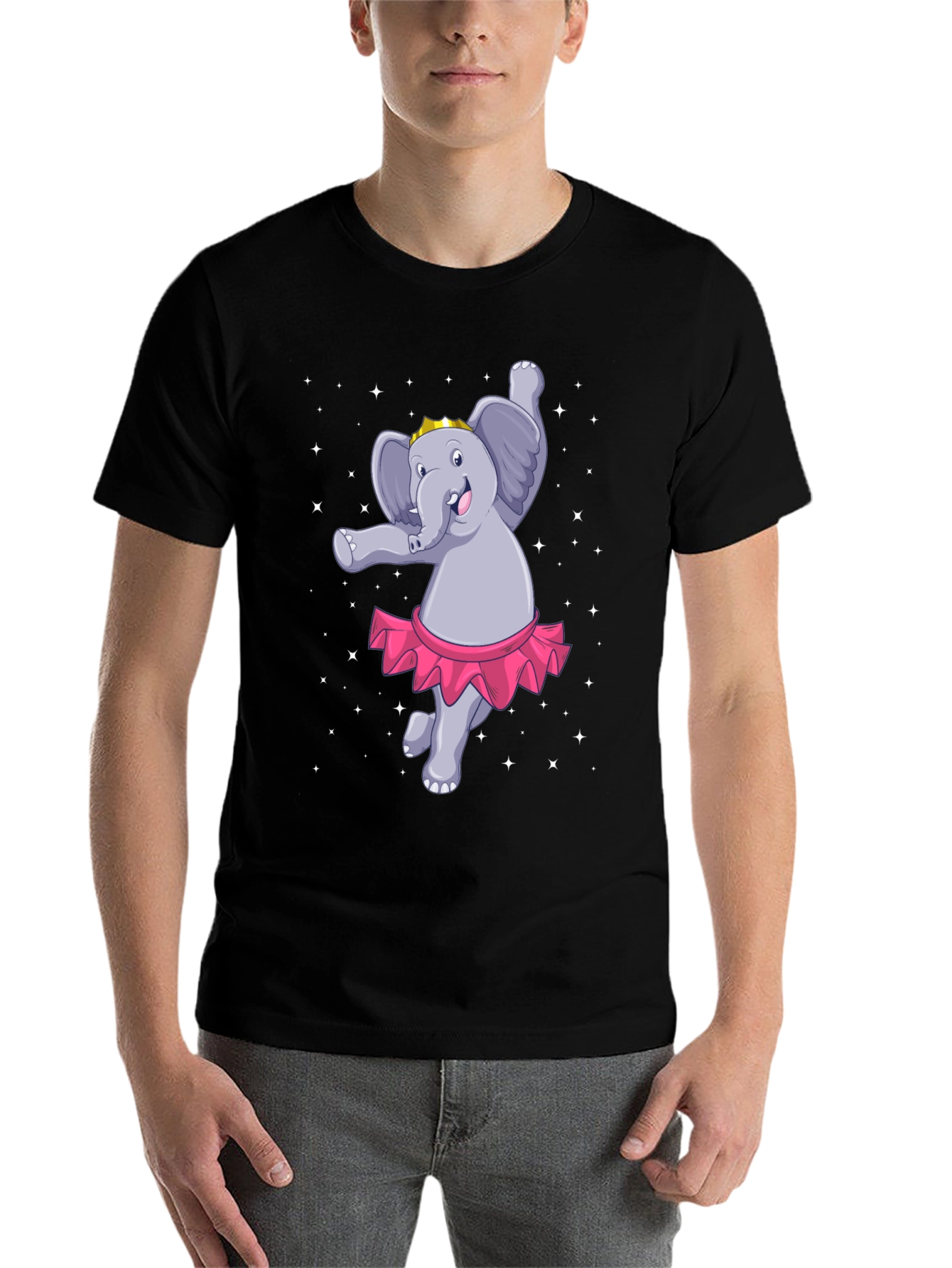 Black Dancing Elephant T-Shirt: Cute Cartoon Design view 7