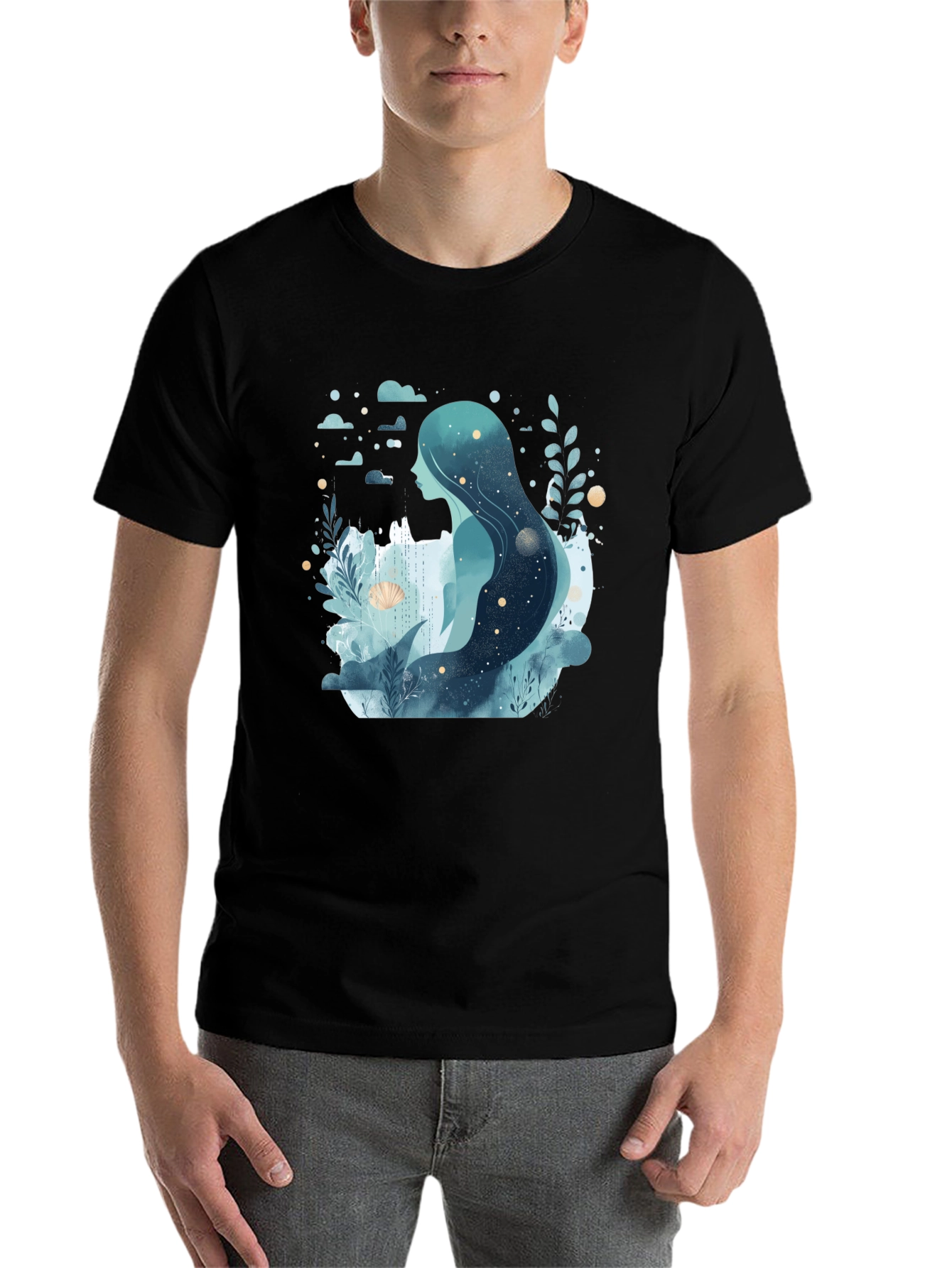 Black Celestial Mermaid Graphic Tee - Black view 7