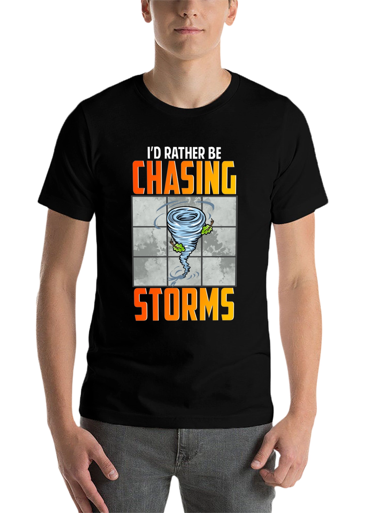 Black Chasing Storms Graphic Tee - Weather Enthusiast Shirt view 7