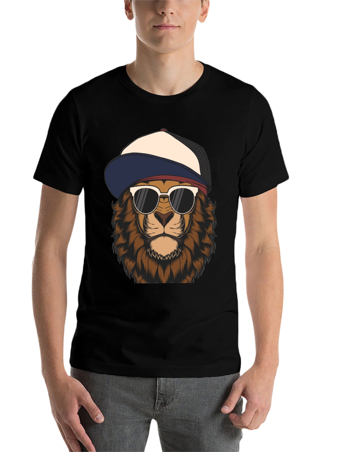 Black Cool Lion Graphic Tee - Trendy Urban Style view 7