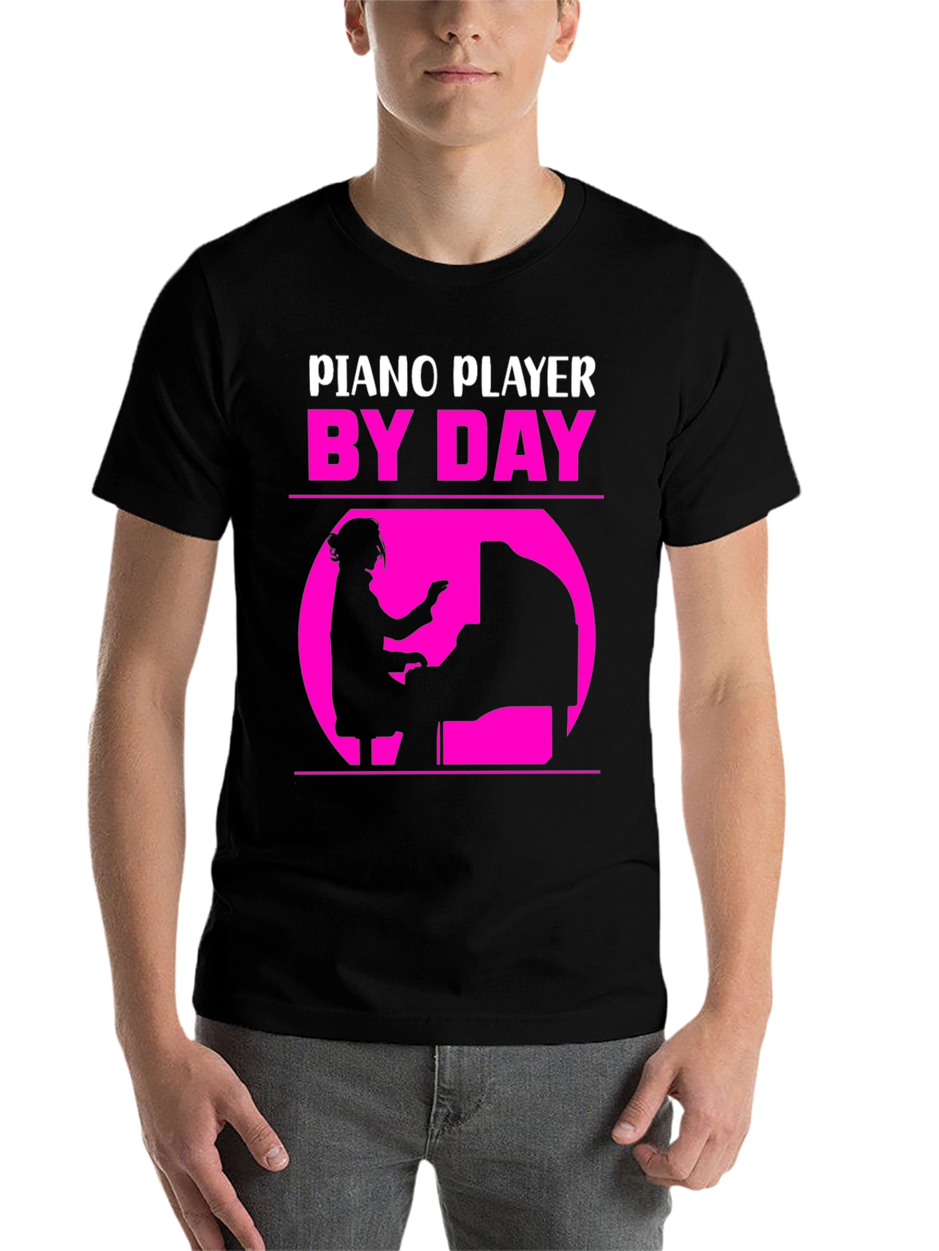 Black Piano Player By Day T-Shirt - Musician Gift view 7