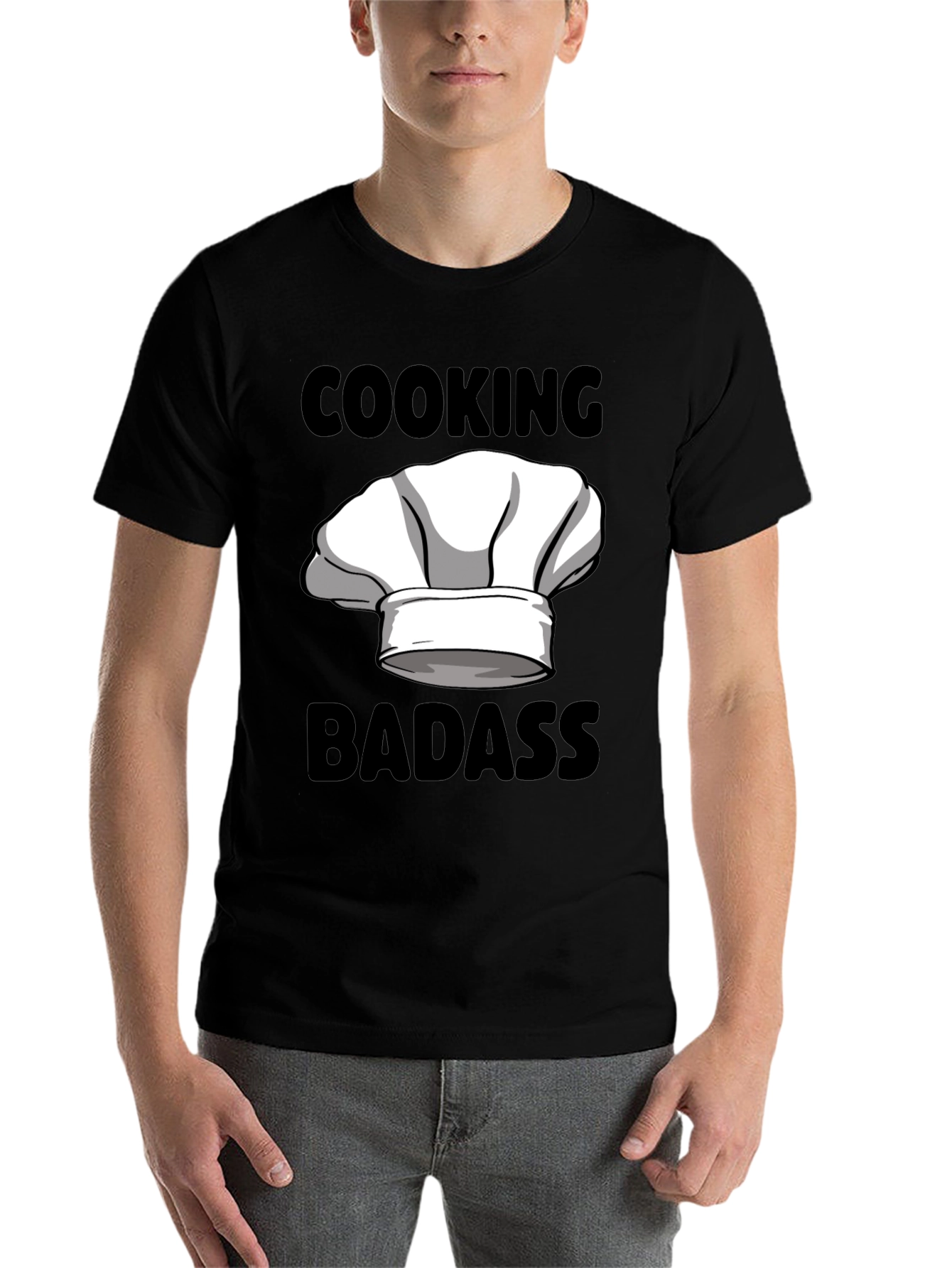 Black Cooking Badass Graphic Tee - Chef's Hat Humor view 7