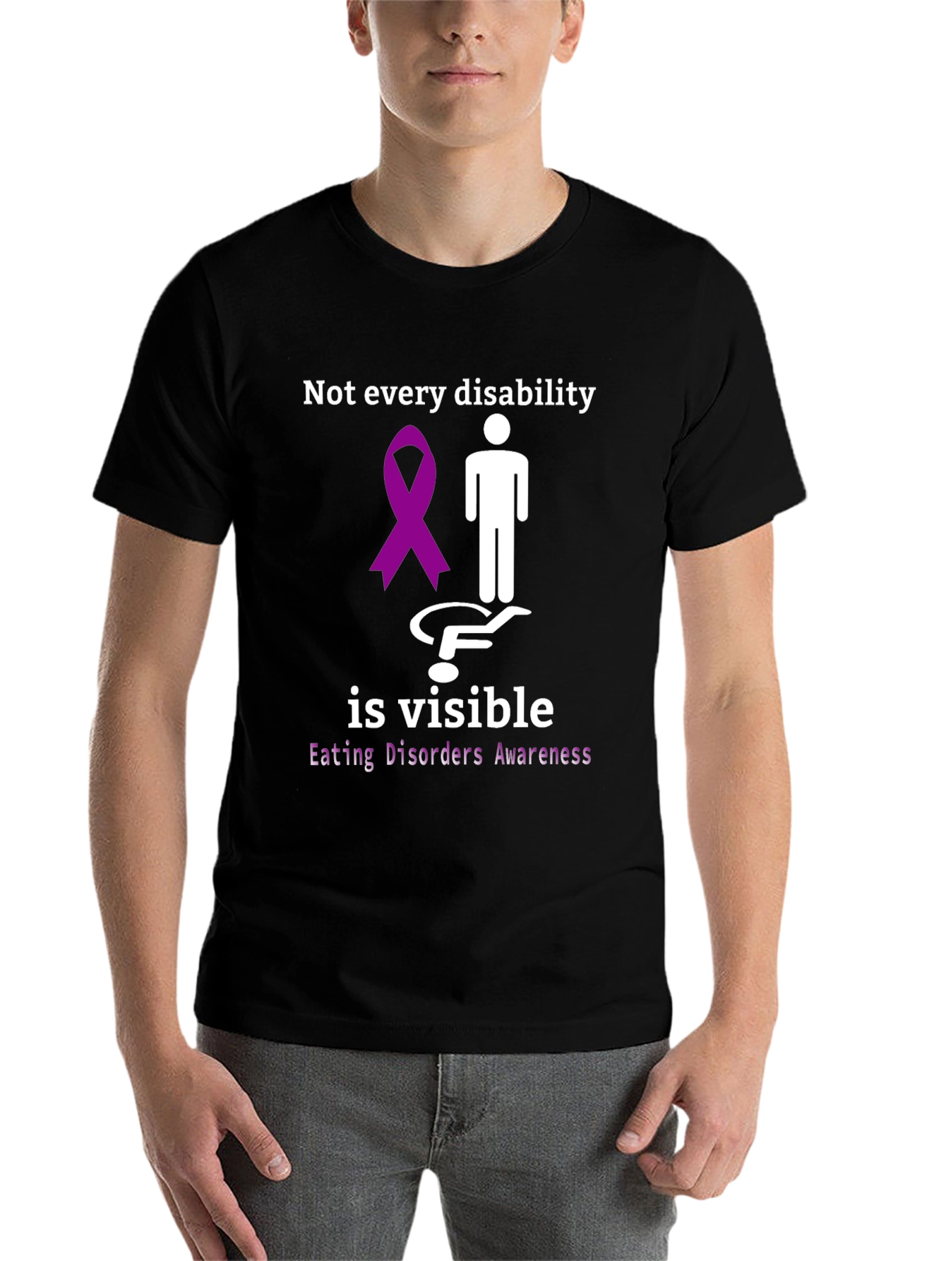 Black Invisible Disability Awareness T-Shirt view 7