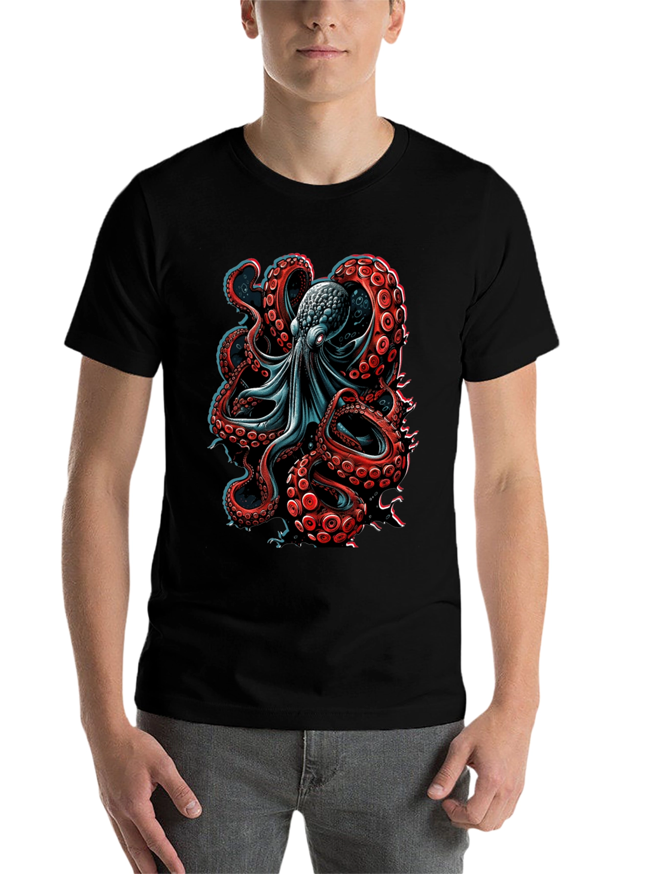 Black Octopus Graphic T-Shirt - Unique Design view 7