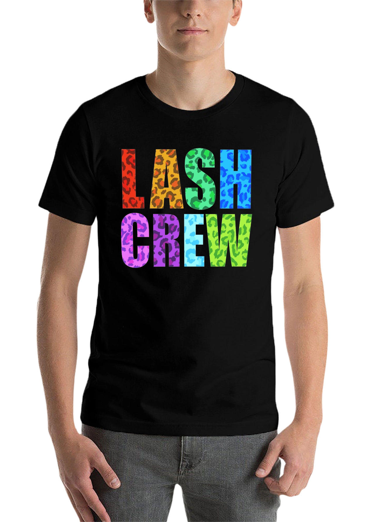 Black Lash Crew Colorful Leopard Print Graphic T-Shirt view 7