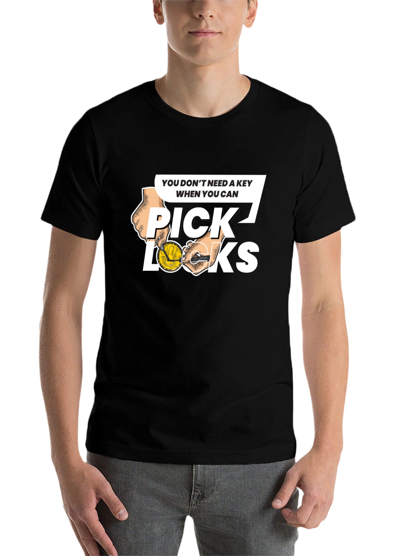 Black Pick Locks Graphic Tee - Locksmith Humor T-Shirt view 7
