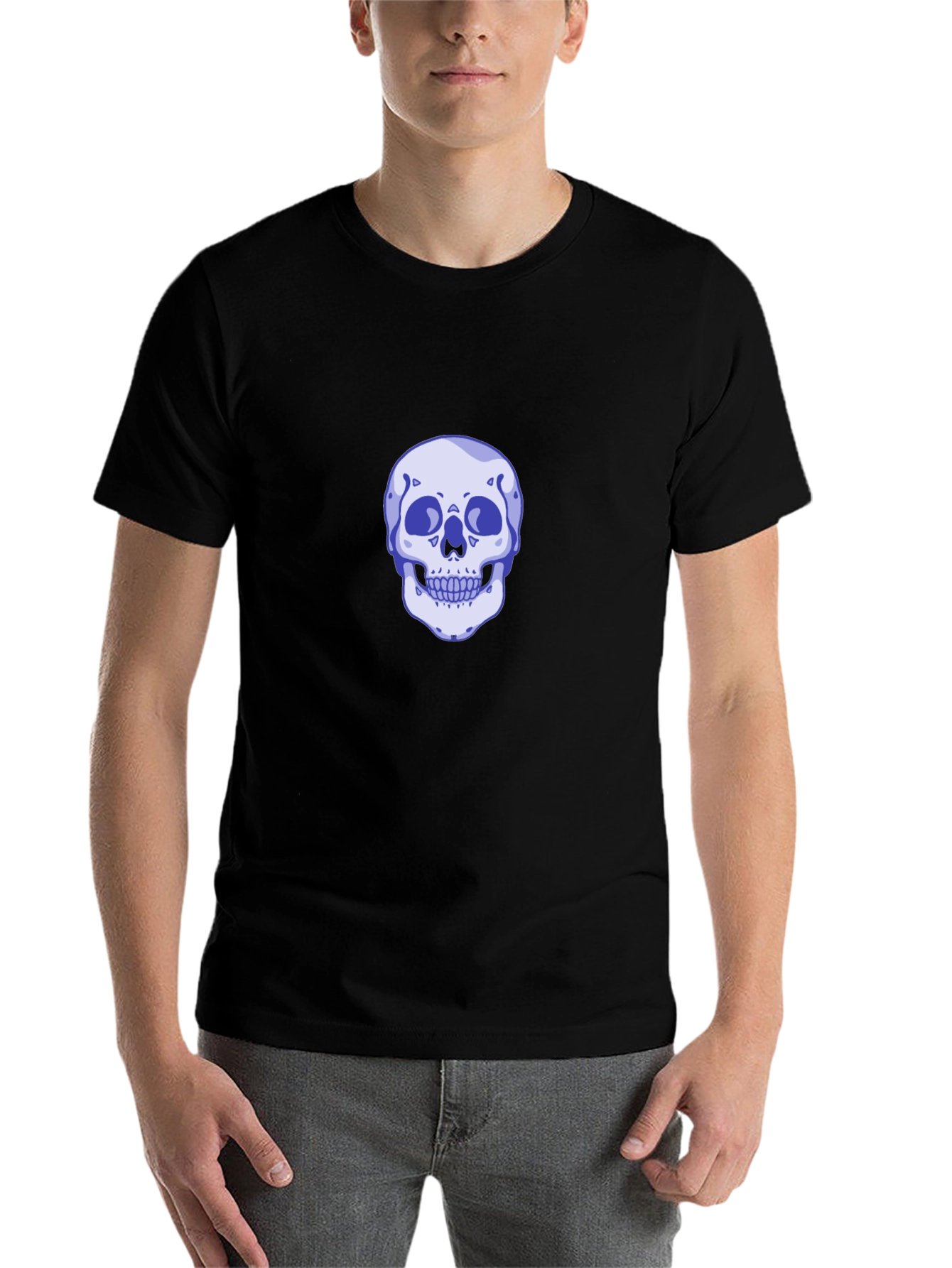 Black Skull Graphic Tee - Men's Casual Black T-Shirt view 7