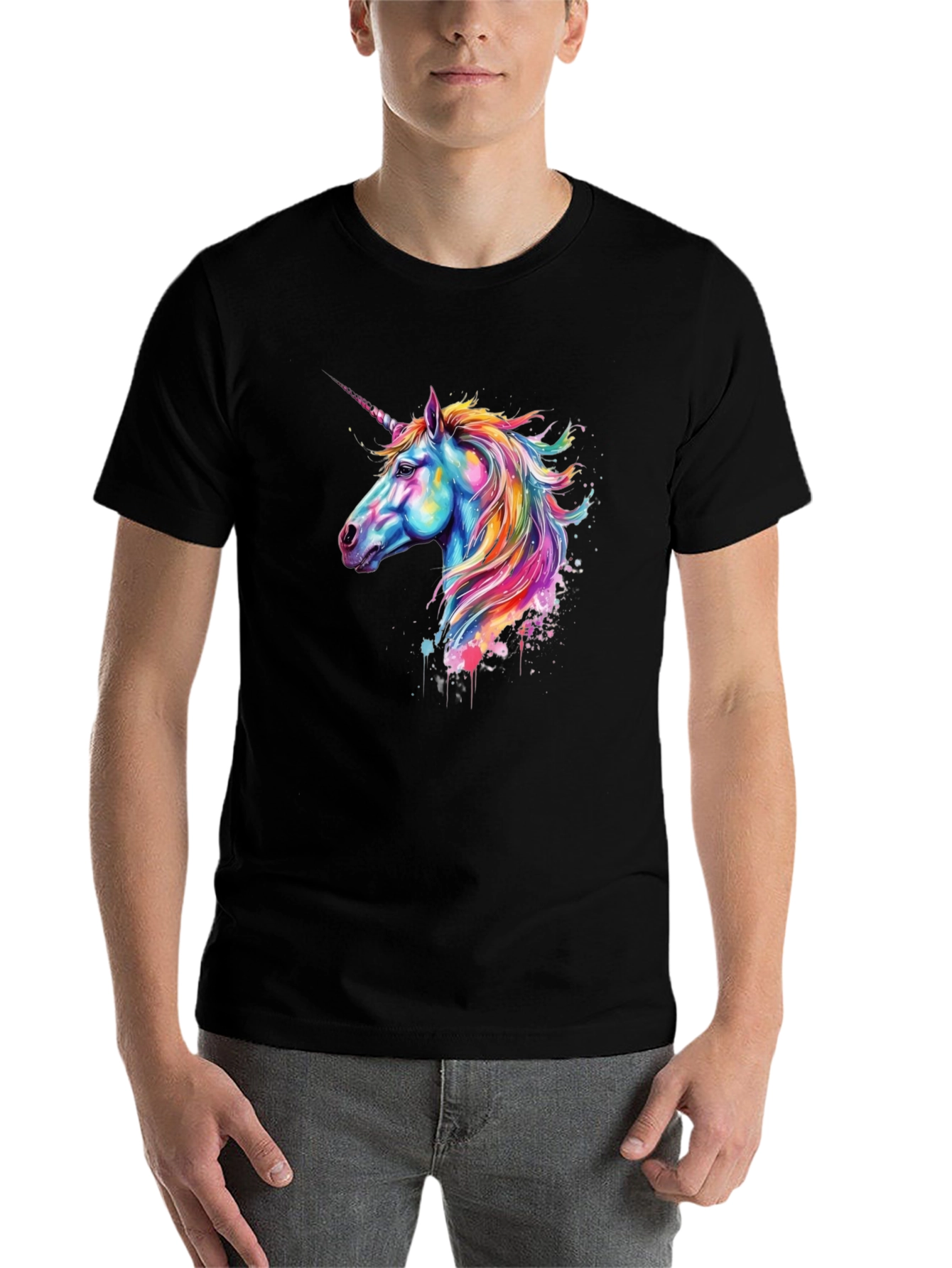Black Unicorn Graphic Black T-Shirt view 7