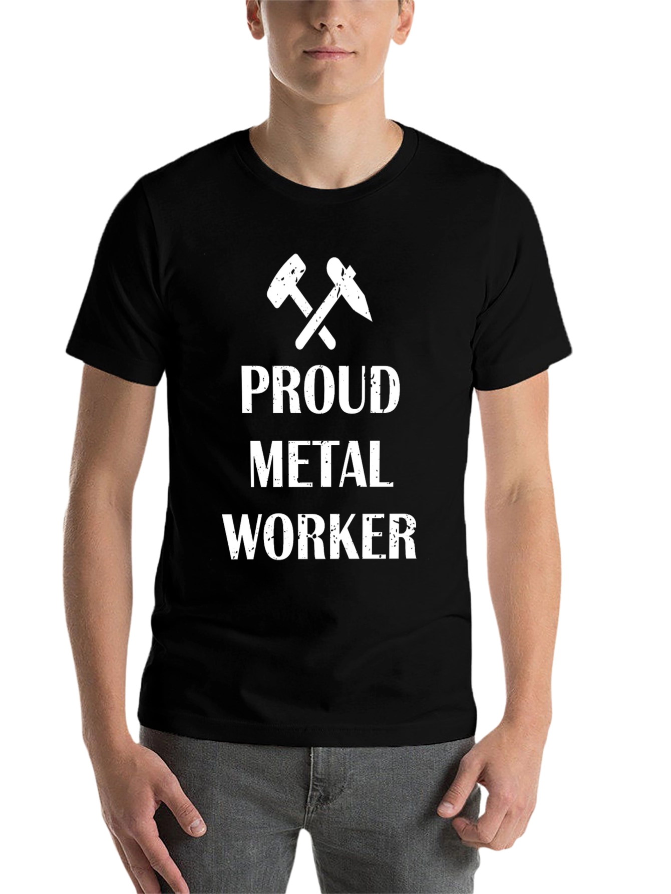Black Proud Metal Worker Graphic T-Shirt view 7