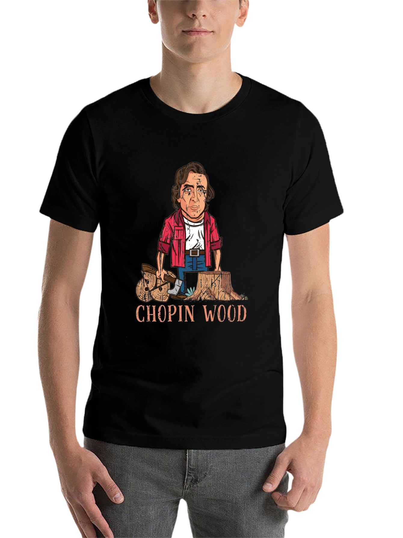 Black Chopin Wood Funny Graphic Tee view 7