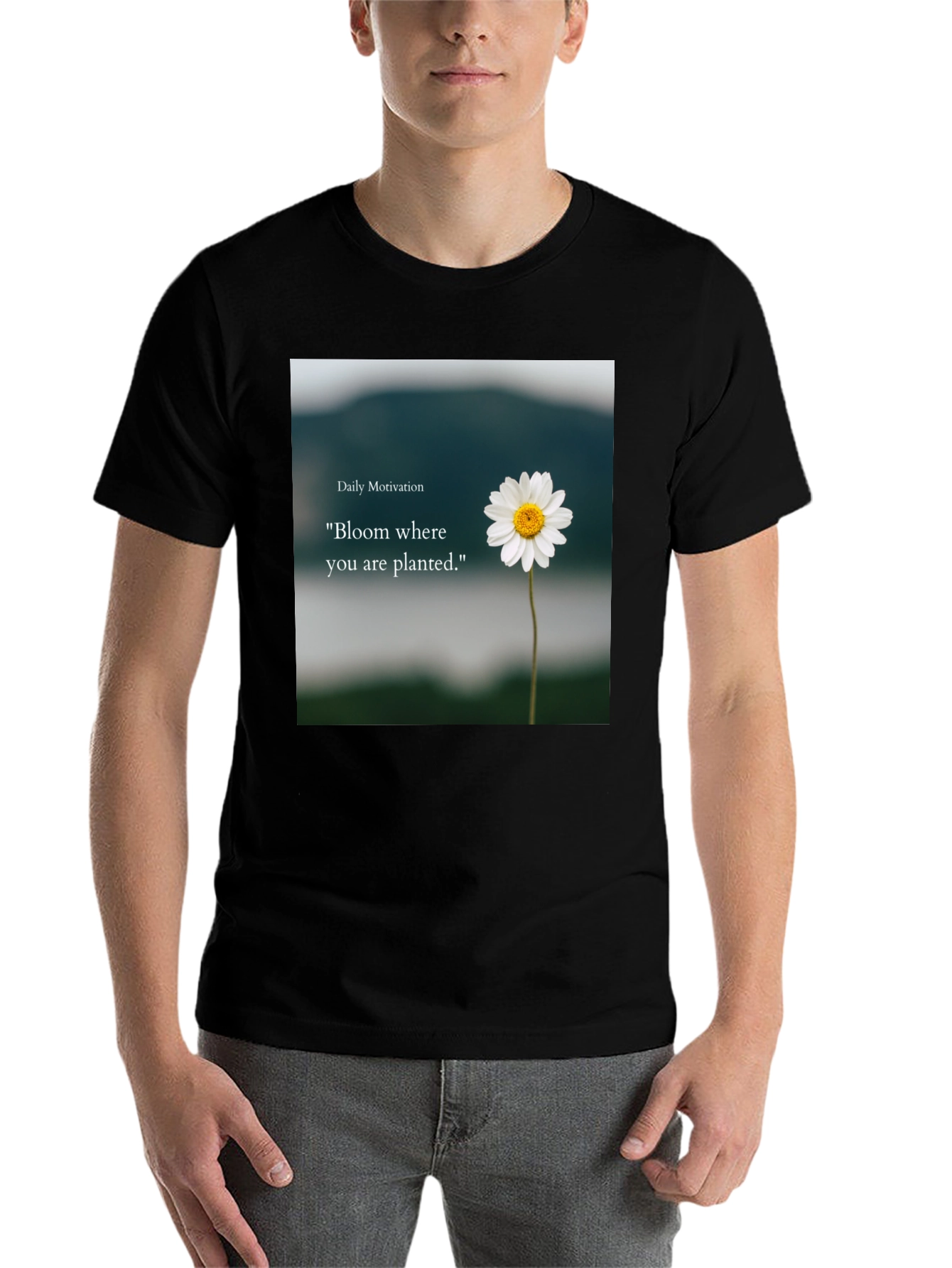 Black Motivational Bloom Where You Are Planted Black T-Shirt view 7
