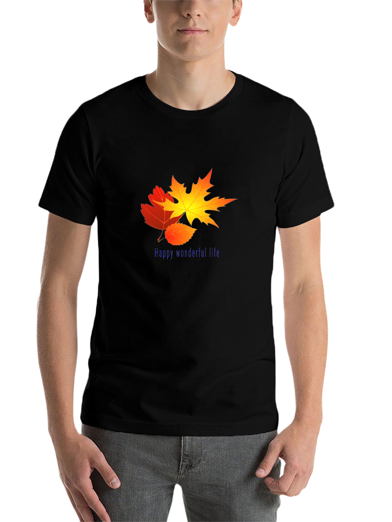 Black Fall Leaves Graphic Tee - Happy Wonderful Life view 7