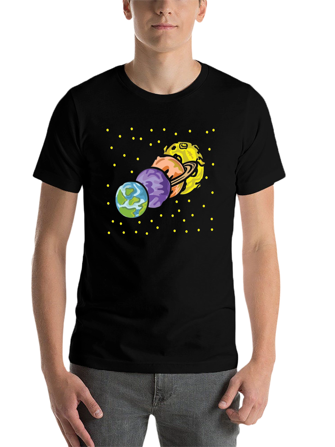 Black Planets Graphic T-Shirt - Space Design view 7