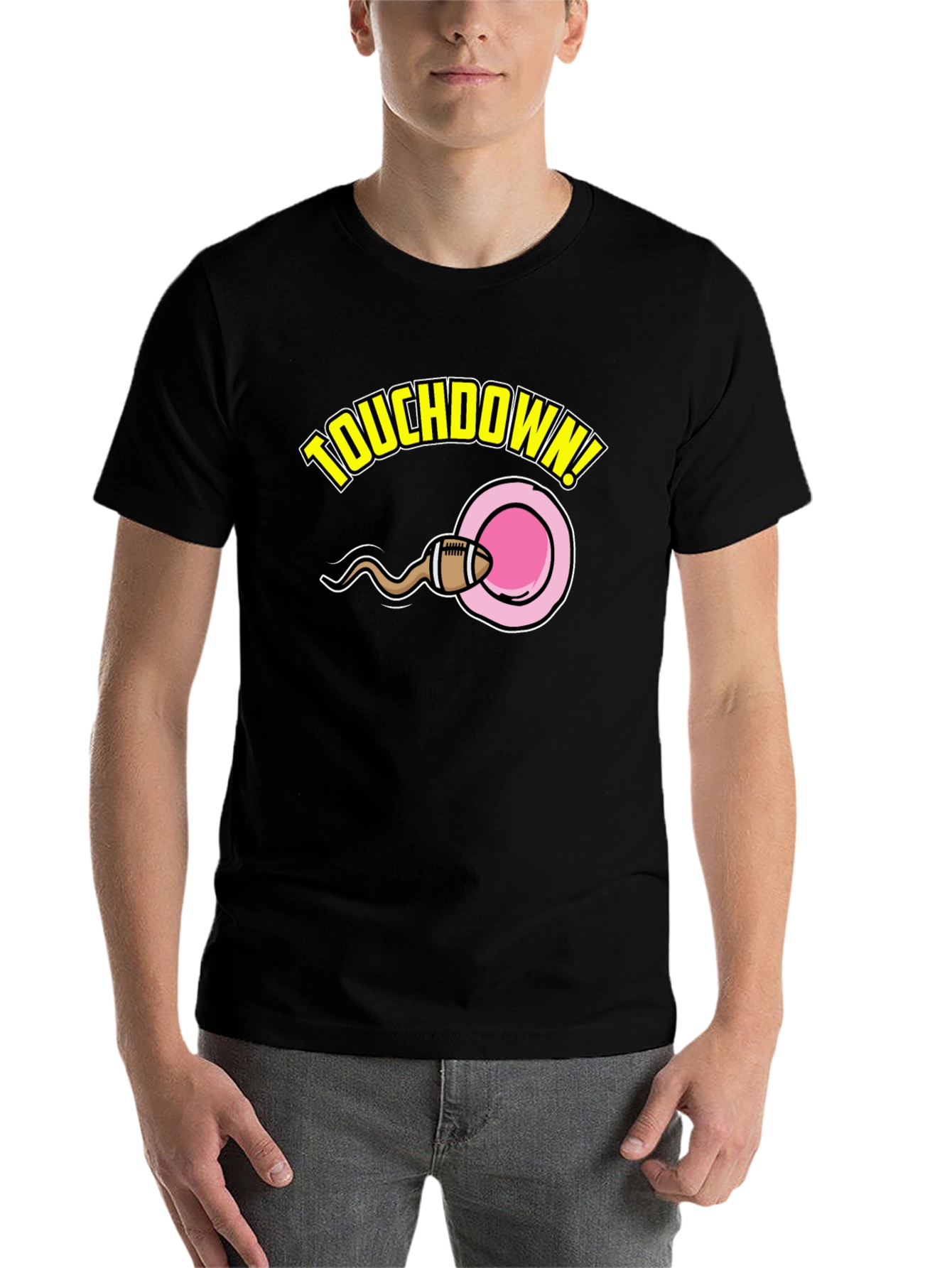 Black Touchdown Funny Graphic T-Shirt view 7