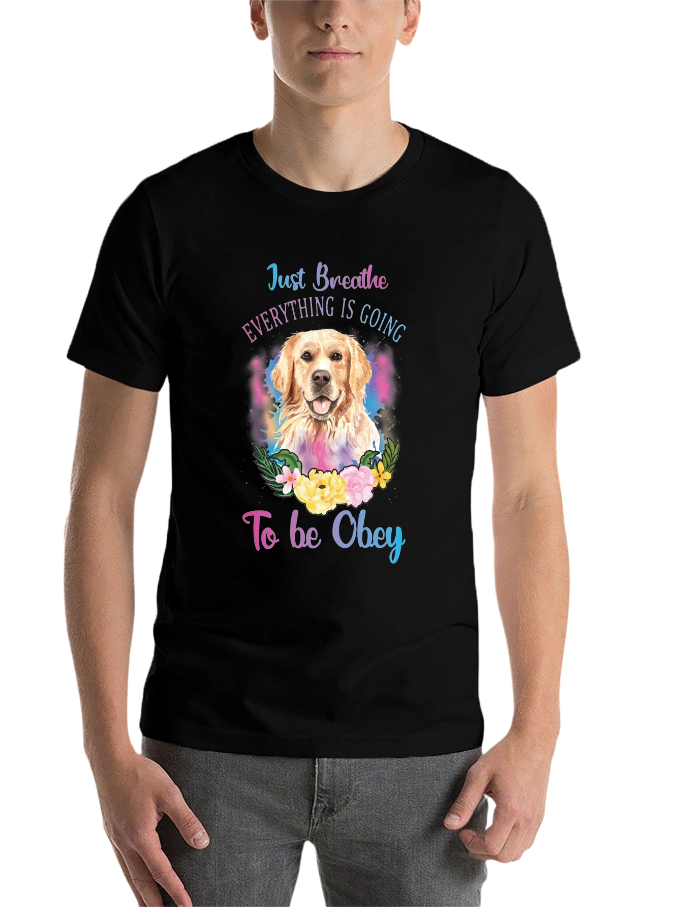 Black Dog Lover T-Shirt - Just Breathe Graphic Tee view 7