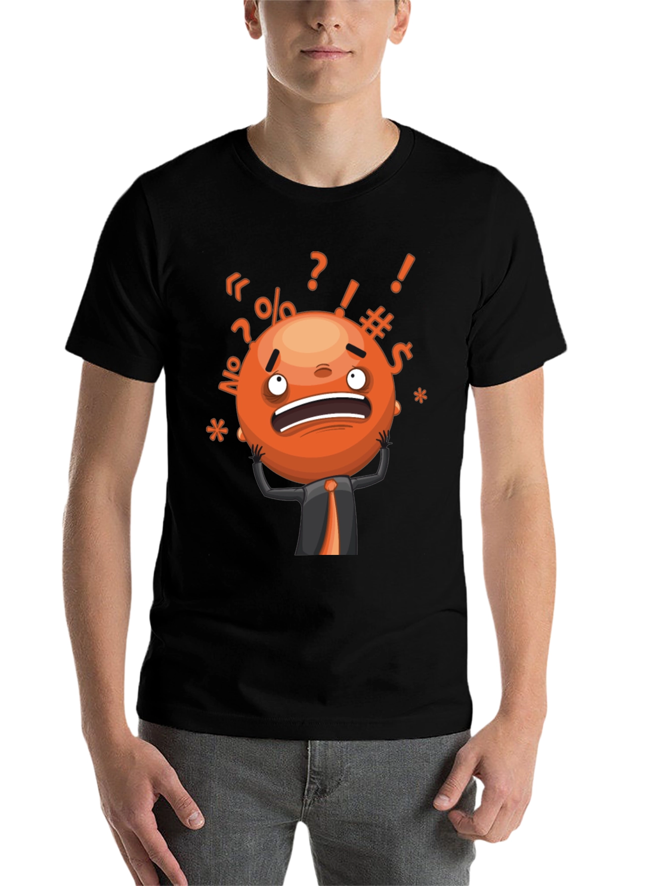 Black Stressed Out Emoji Graphic T-Shirt - Black view 7