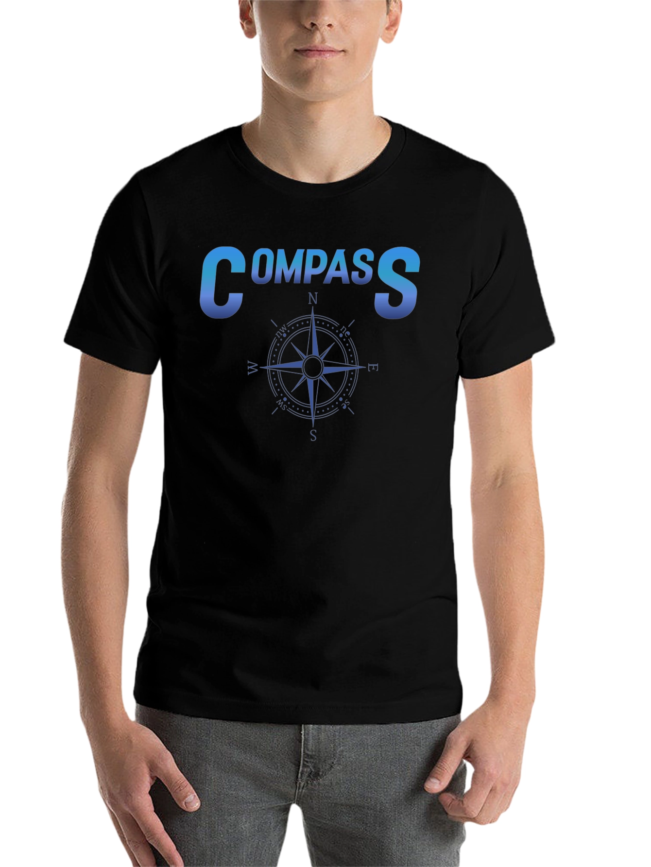 Black Compass Graphic Black T-Shirt - Travel & Adventure Ready view 7