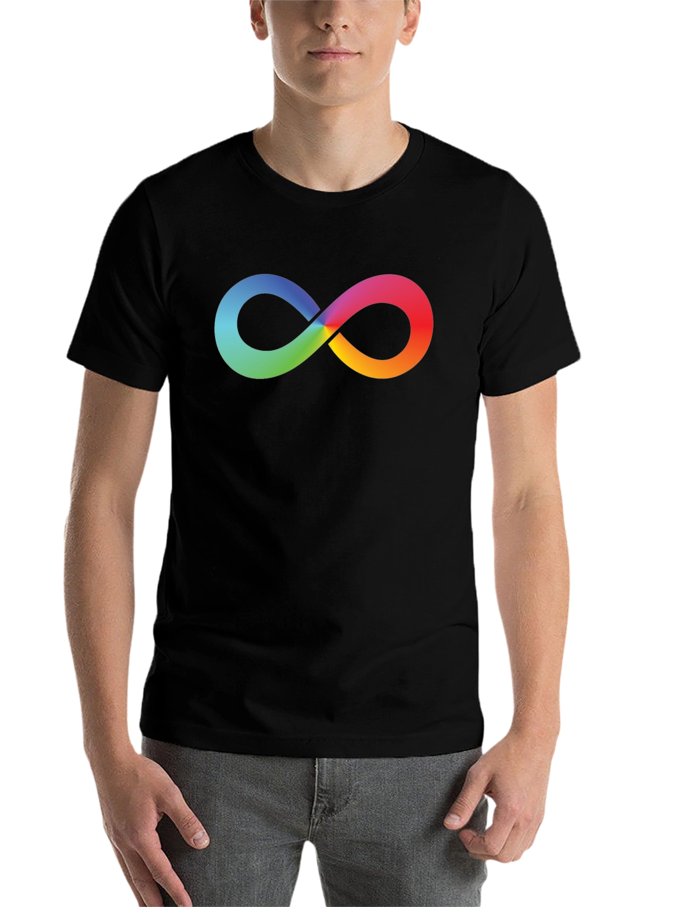 Black Rainbow Infinity Symbol Black T-Shirt view 7