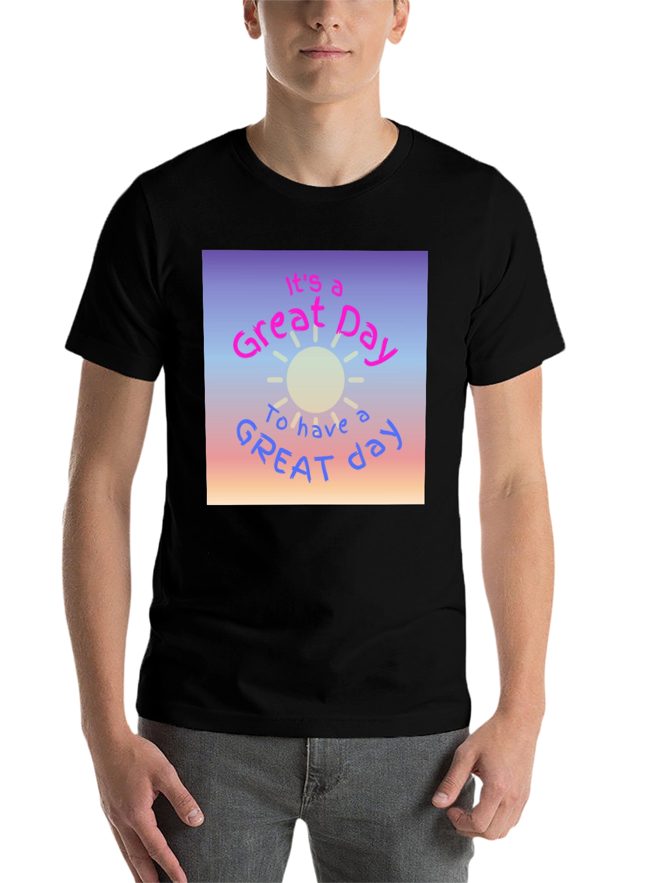 Black Great Day Graphic T-Shirt - Trendy Casual Tee view 7