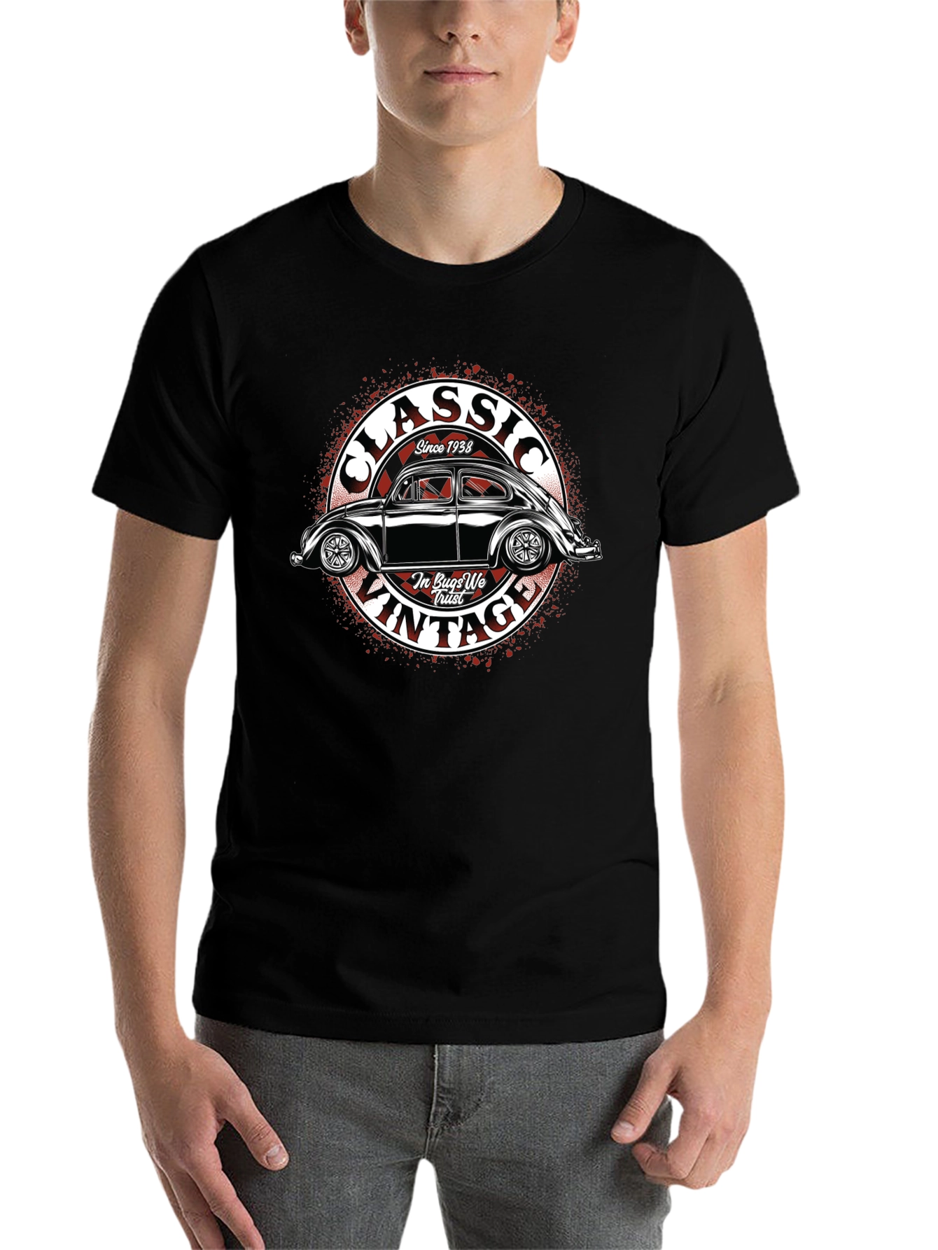 Black Classic Vintage Car T-Shirt view 7