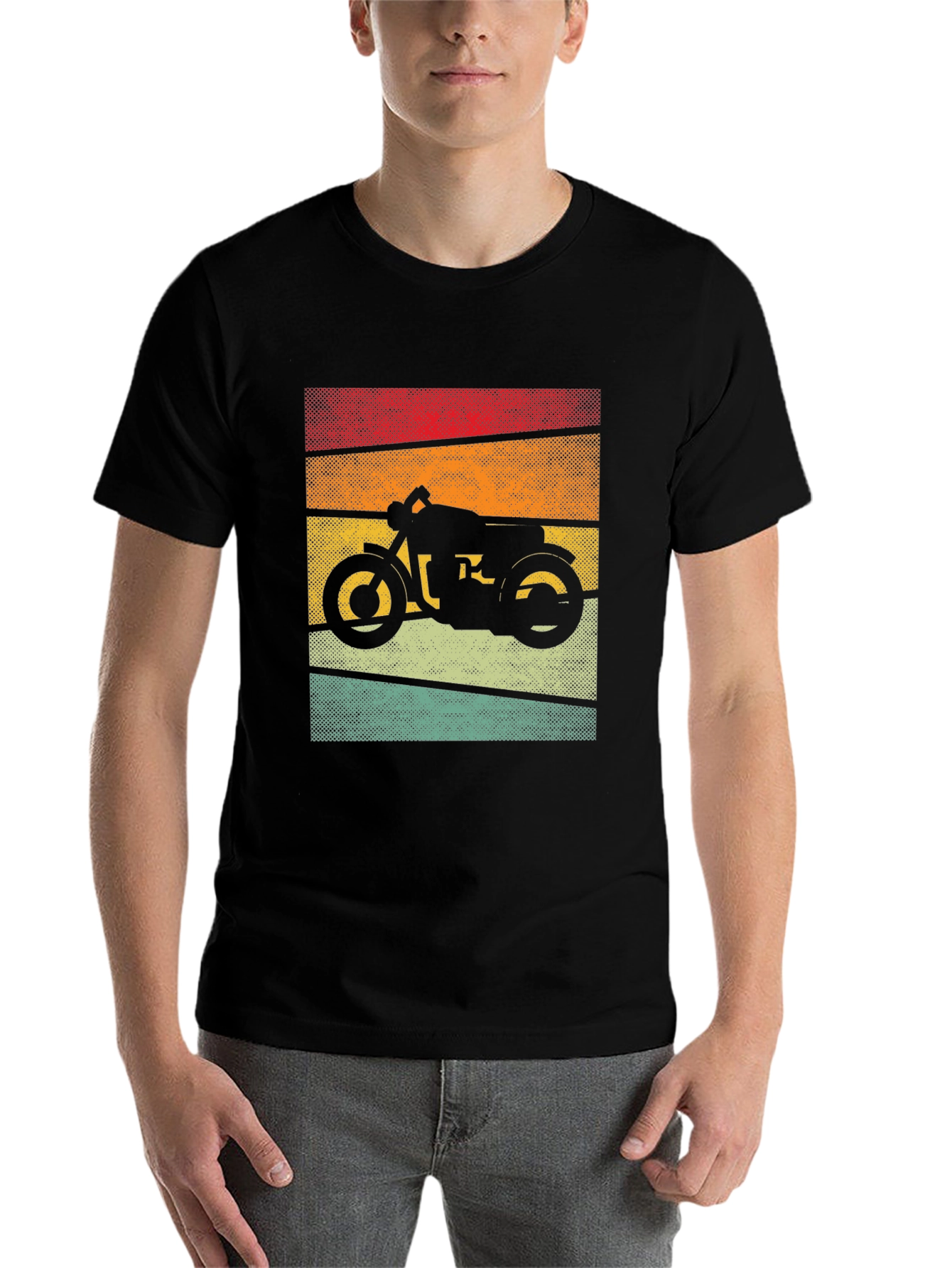 Black Retro Motorcycle Graphic T-Shirt - Vintage Style view 7