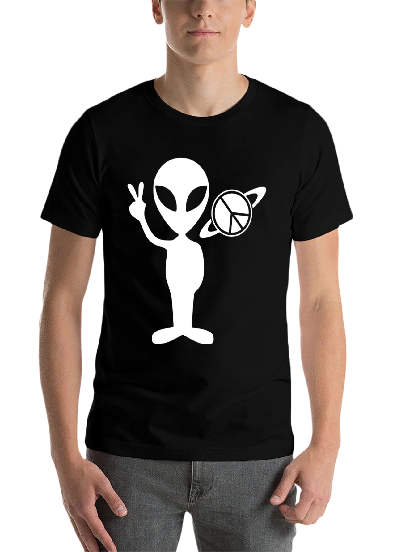 Black Alien Peace Sign T-Shirt view 7