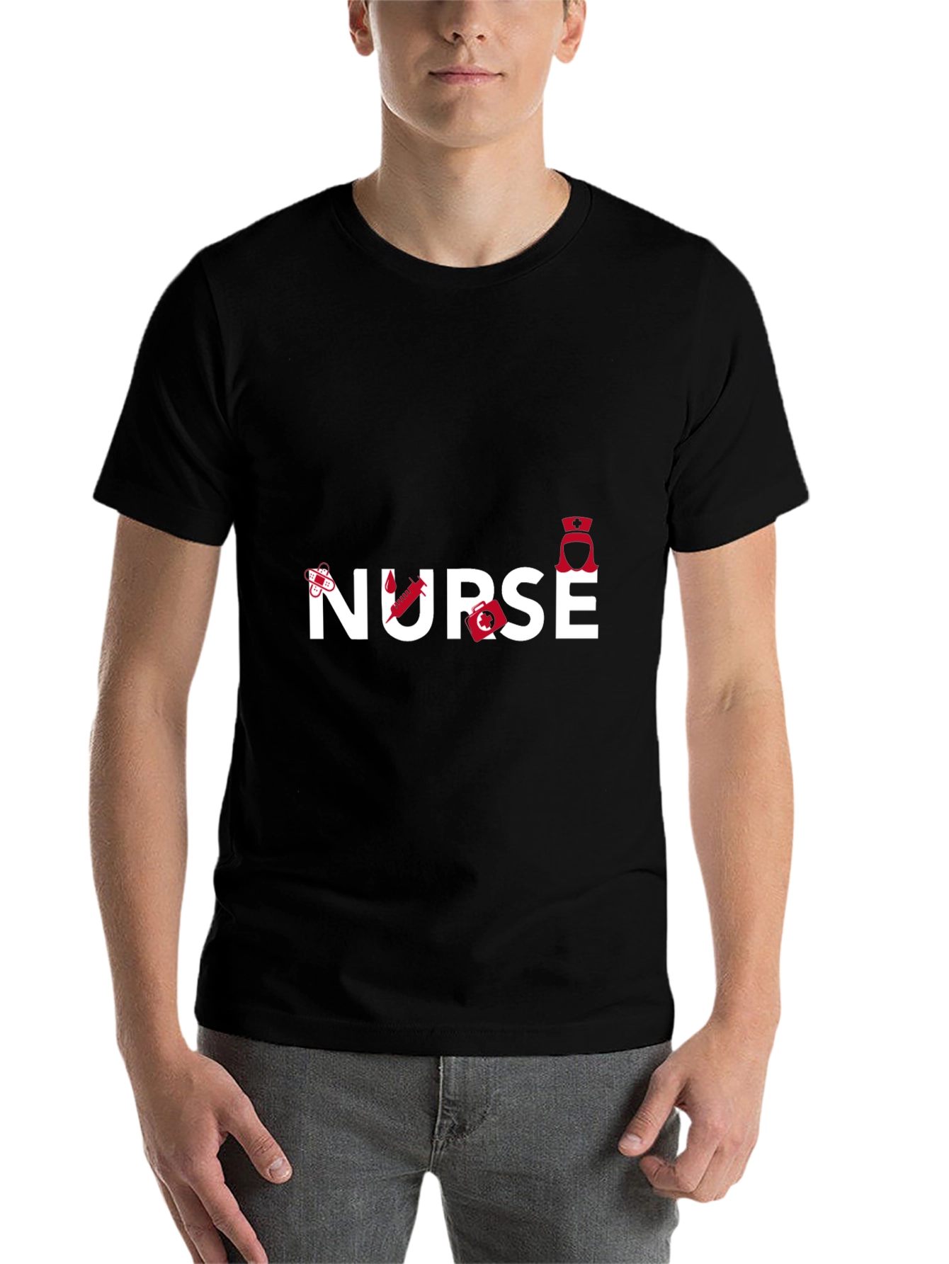 Black Nurse Graphic T-Shirt - Black, Medical Theme view 7