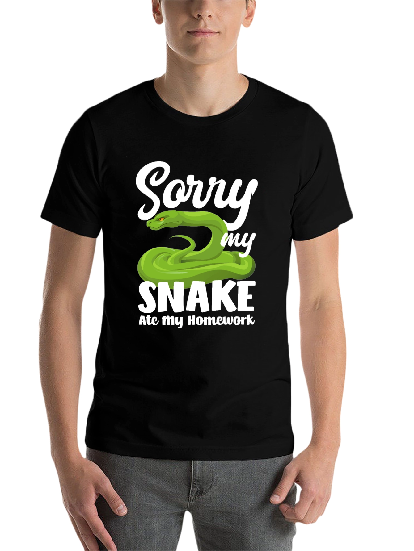 Black Sorry My Snake Ate My Homework T-Shirt view 7