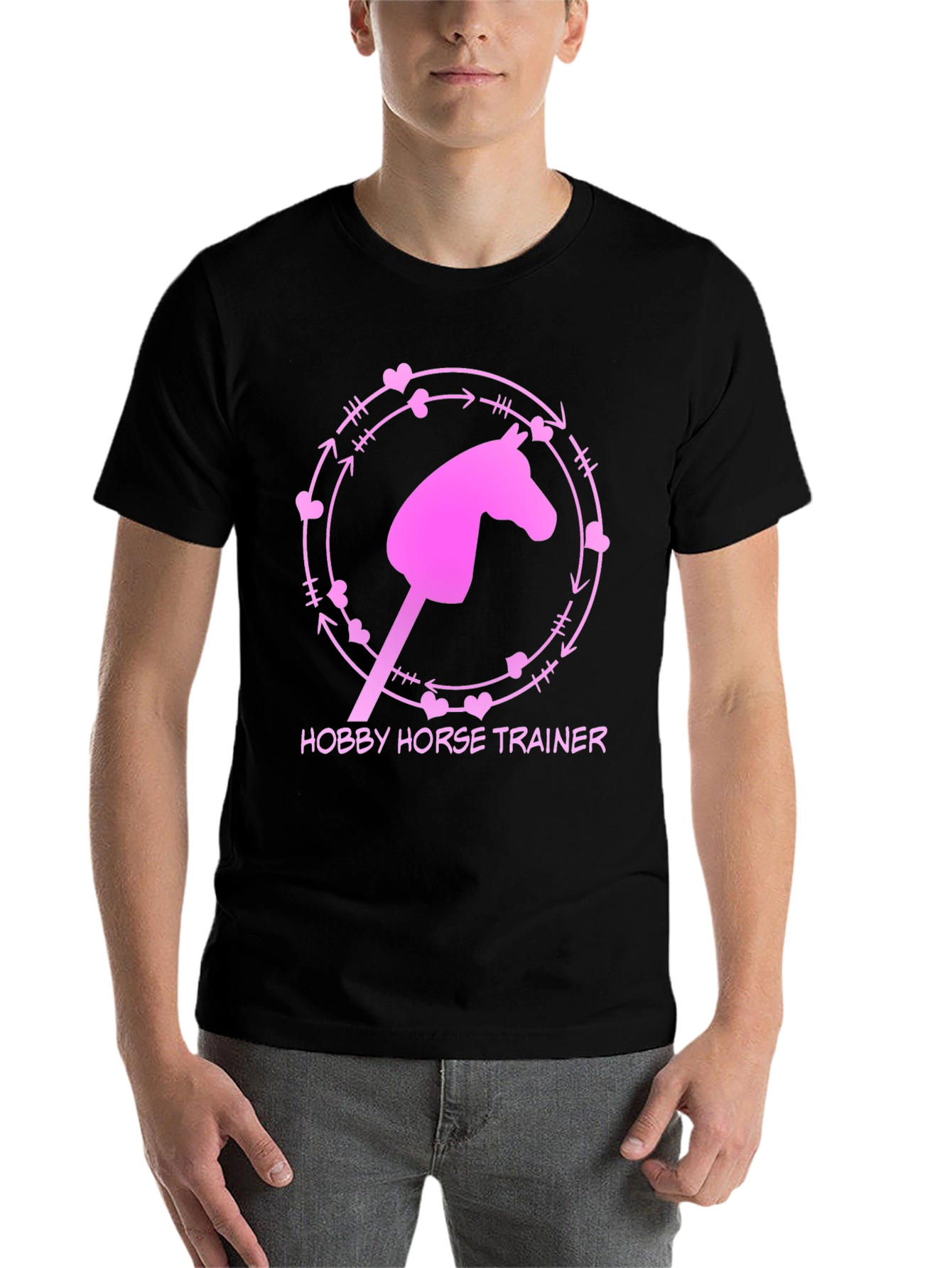 Black Hobby Horse Trainer Graphic Tee - Fun Novelty Shirt view 7
