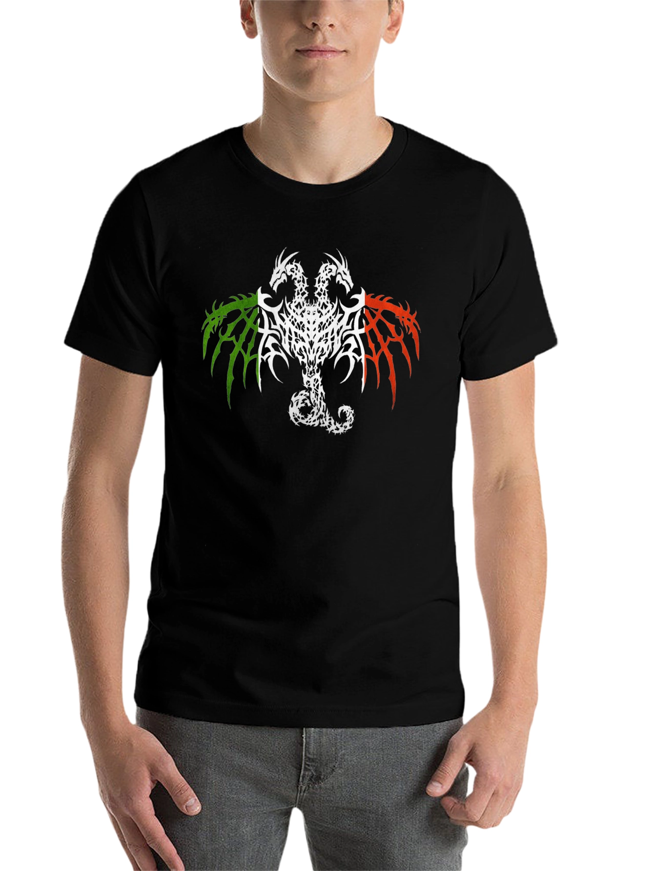 Black Two Headed Dragon Graphic Tee - Black view 7