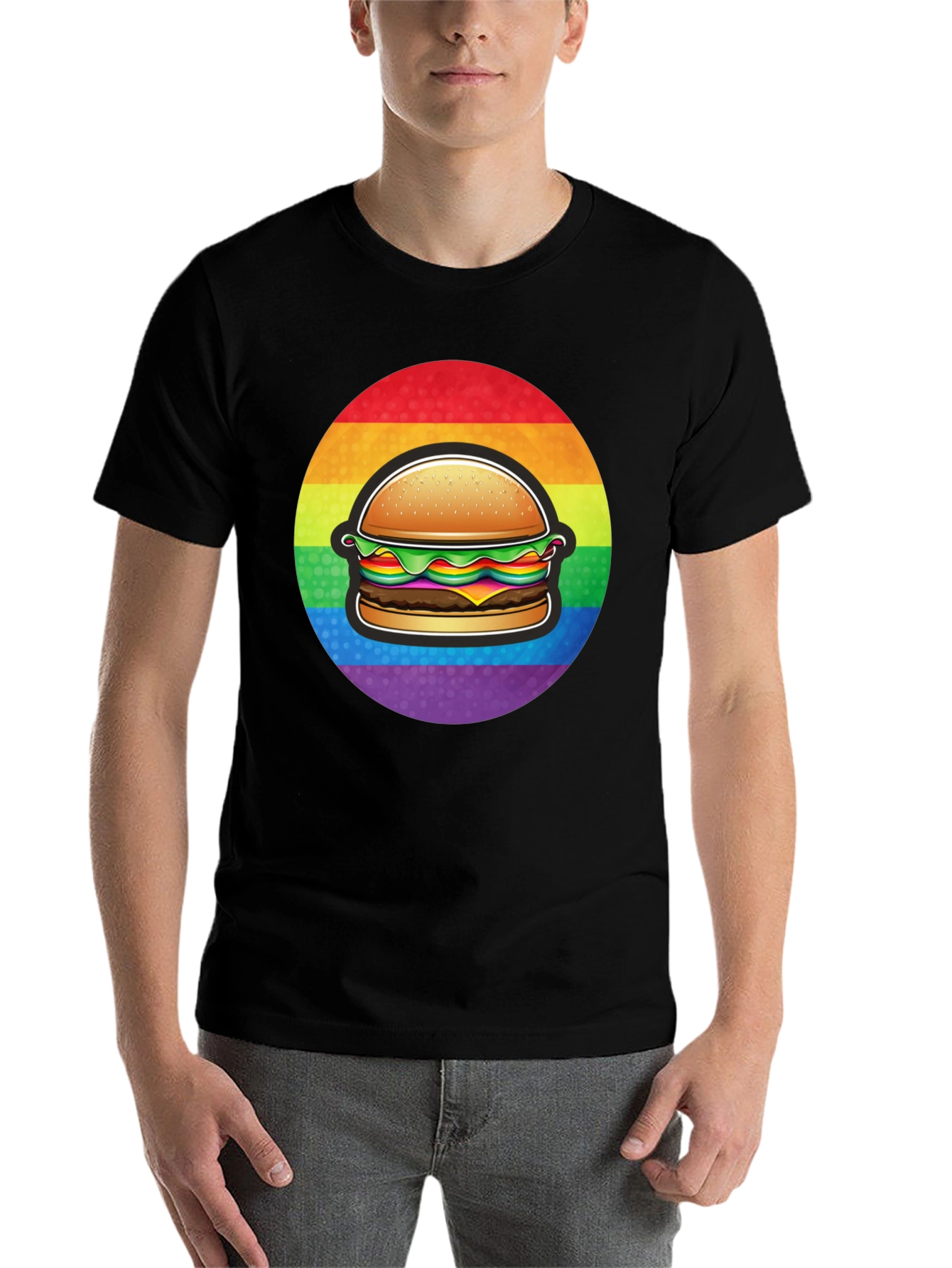 Black Rainbow Burger Graphic Tee - Pride Apparel view 7