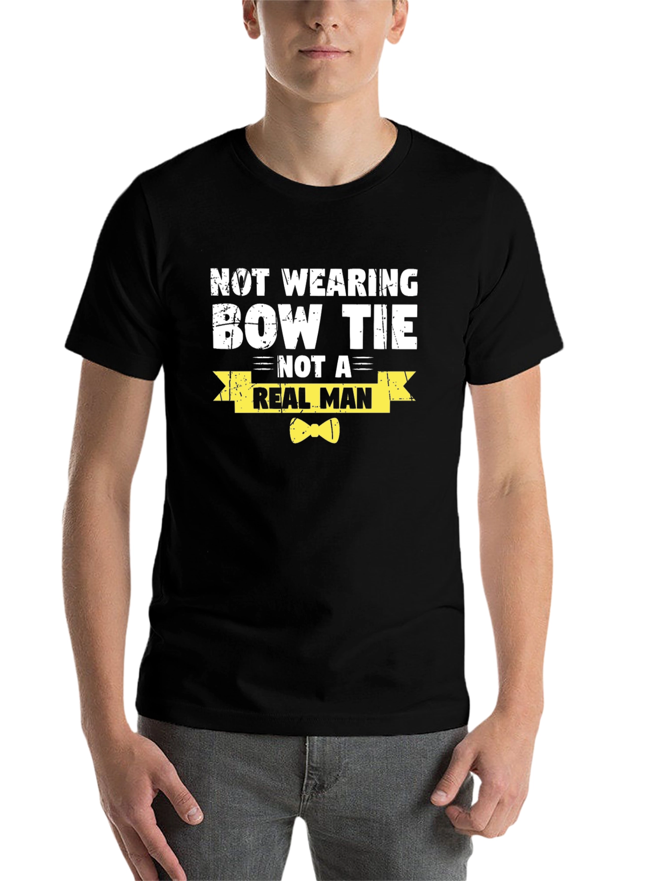 Black Bow Tie T-Shirt - Real Man Graphic Tee view 7