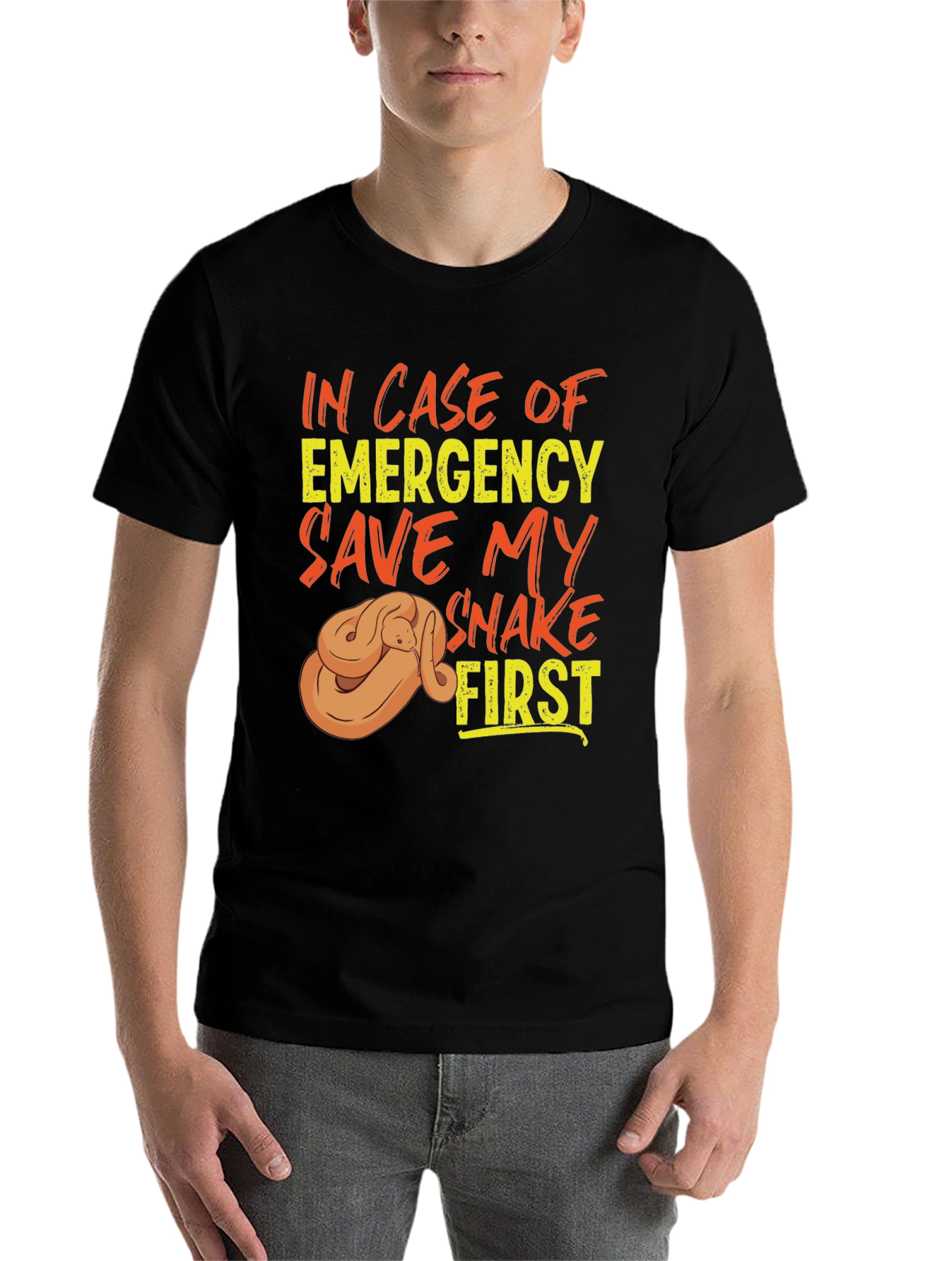 Black Save My Snake First T-Shirt, Emergency Pet Reptile Tee view 7
