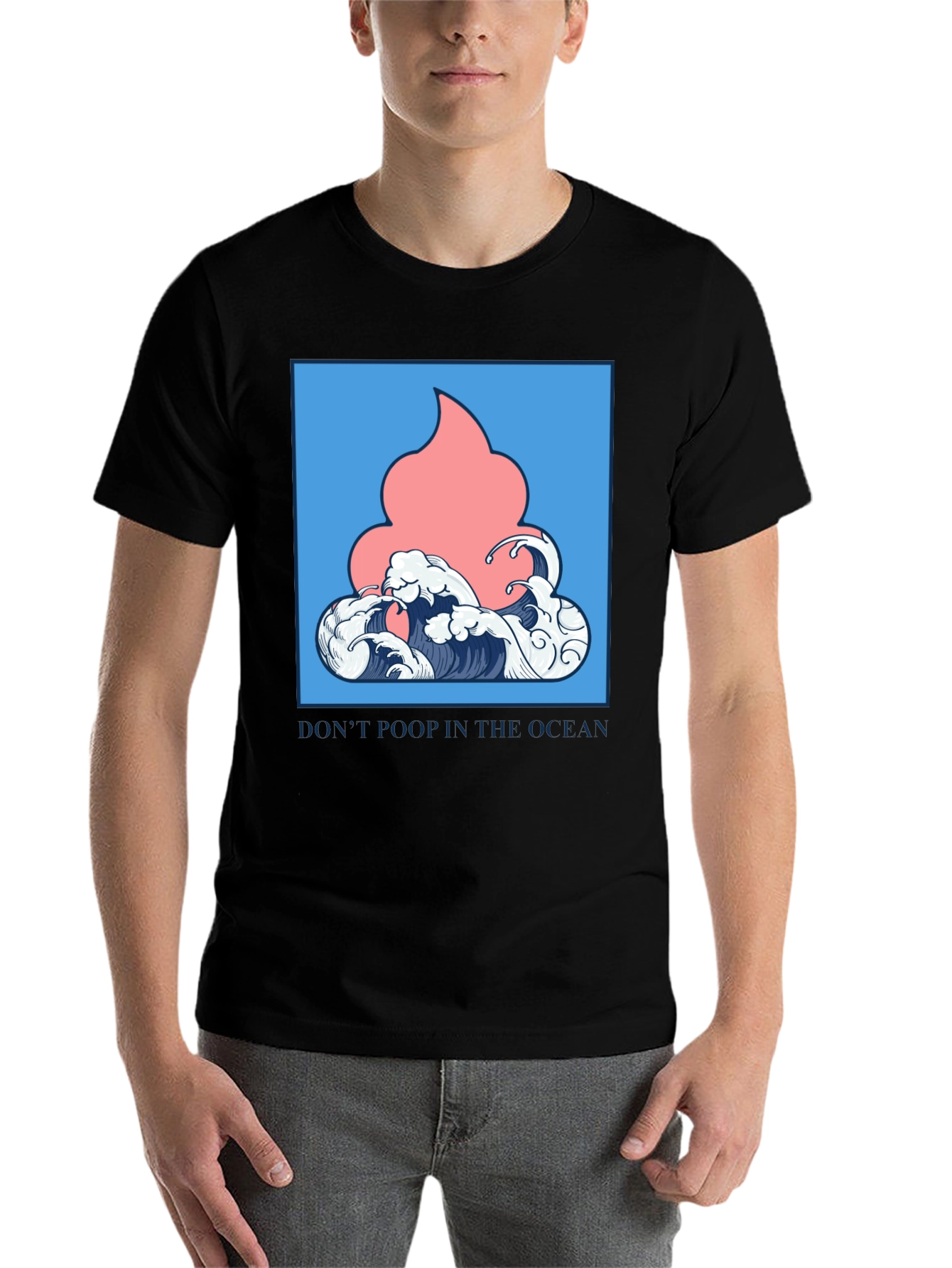 Black Ocean Humor Tee - "Don't Poop in the Ocean" T-Shirt view 7