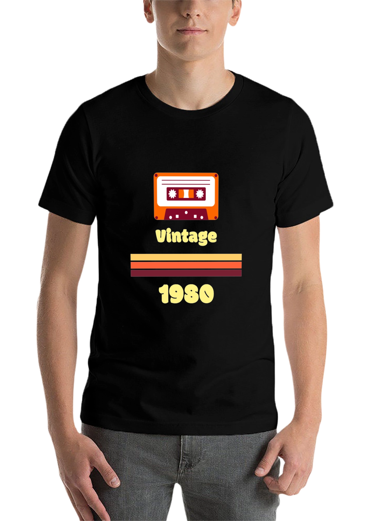 Black Vintage 1980s Cassette Tape Graphic T-Shirt view 7